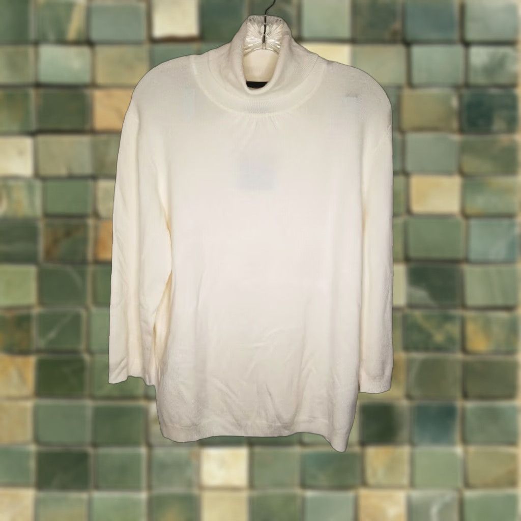 George GEORGE Womens Turtleneck 3/4 Sleeve Belted Stretch Ivory Size XL NWT Size XL / US 12-14 / IT 48-50 - 1 Thumbnail