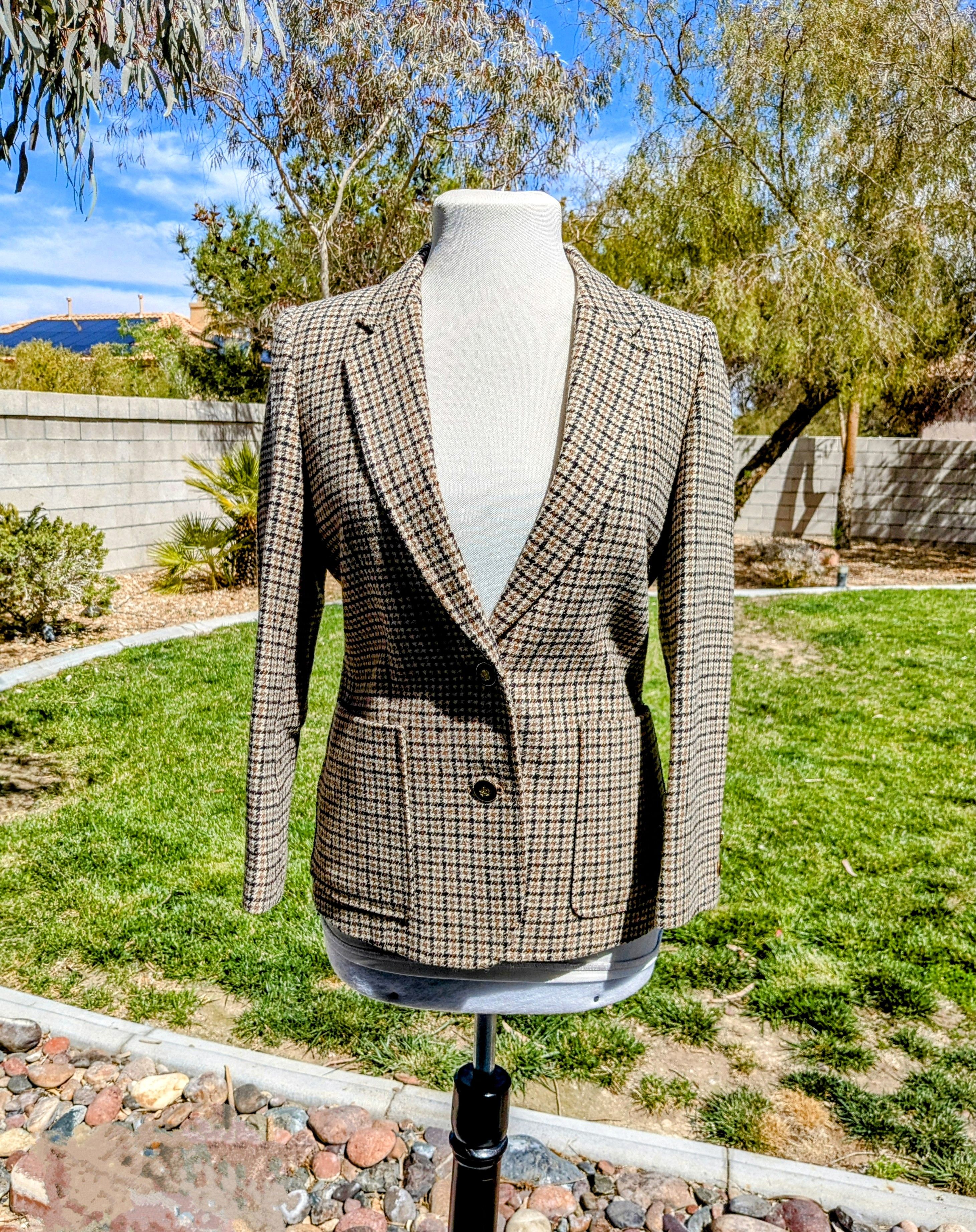 Vintage Vintage Bon Plan Houndstooth Check Retro Petite Coat Blazer Size M / US 6-8 / IT 42-44 - 1 Thumbnail