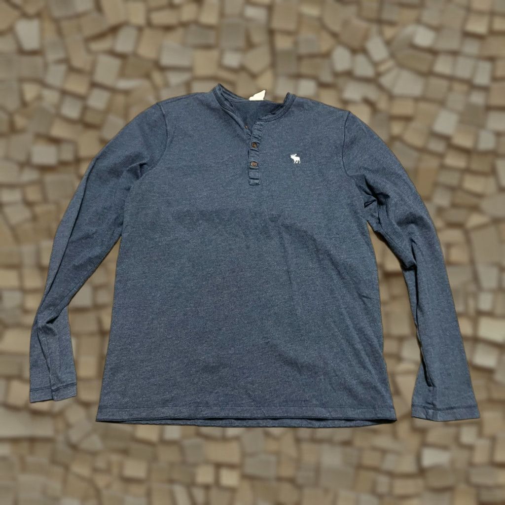 Abercrombie & Fitch Abercrombie & Fitch Shirt Men Large Blue Long Sleeve 1/4 Buttons T-Shirt Regular PullOver Casual Vintage Nein Size L / US 10 / IT 46 - 1 Thumbnail