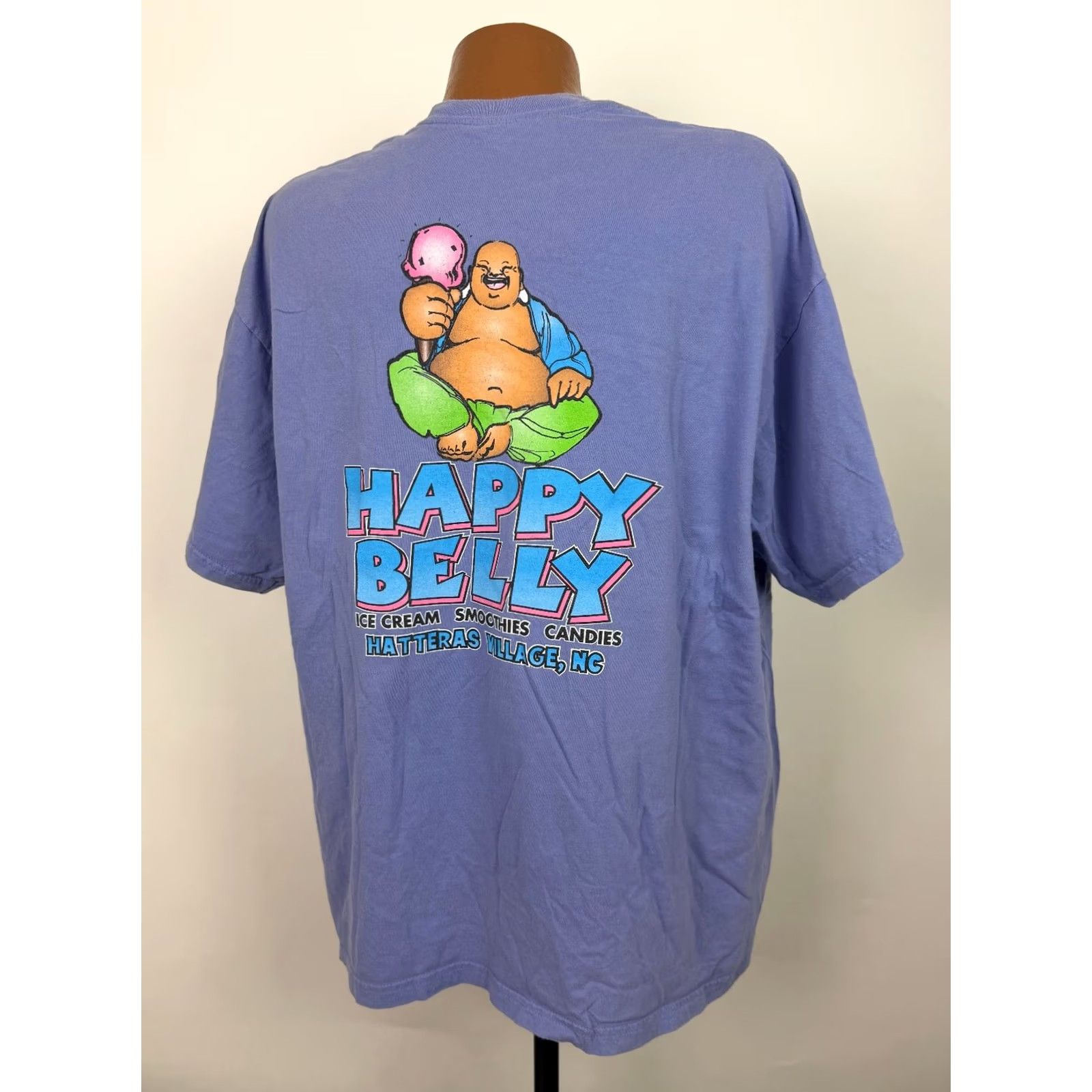 Vintage Buddha Shirt Adult XXL Happy Belly Ice Cream Hatteras North Carolina Lavender Shirt Adult XXL Purple Size US XXL / EU 58 / 5 - 7 Thumbnail