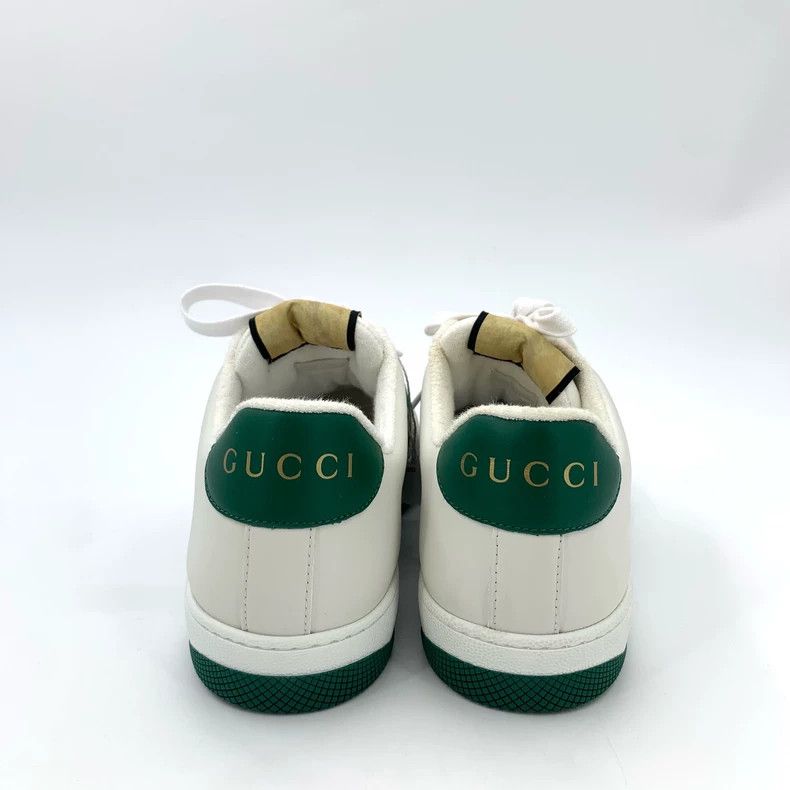 Gucci Gucci White GG enamel green tail lace-up casual sneakers 25 Size US 9.5 / EU 42-43 - 4 Thumbnail