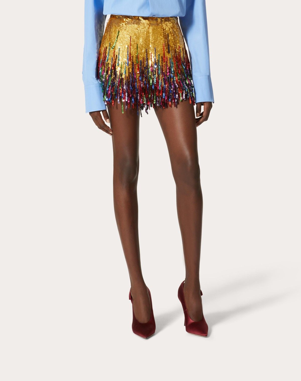 Valentino o1s1wg110525 Embroidered Organza Shorts in Multicolor Size 28" / US 6 / IT 42 - 4 Thumbnail