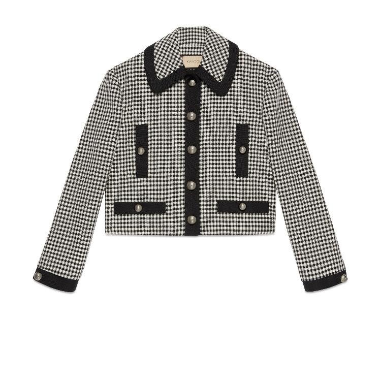 Gucci o1loc1c0226 737717 Gingham Tailored Jacket in Black/Ivory Size XS / US 0-2 / IT 36-38 - 1 Thumbnail
