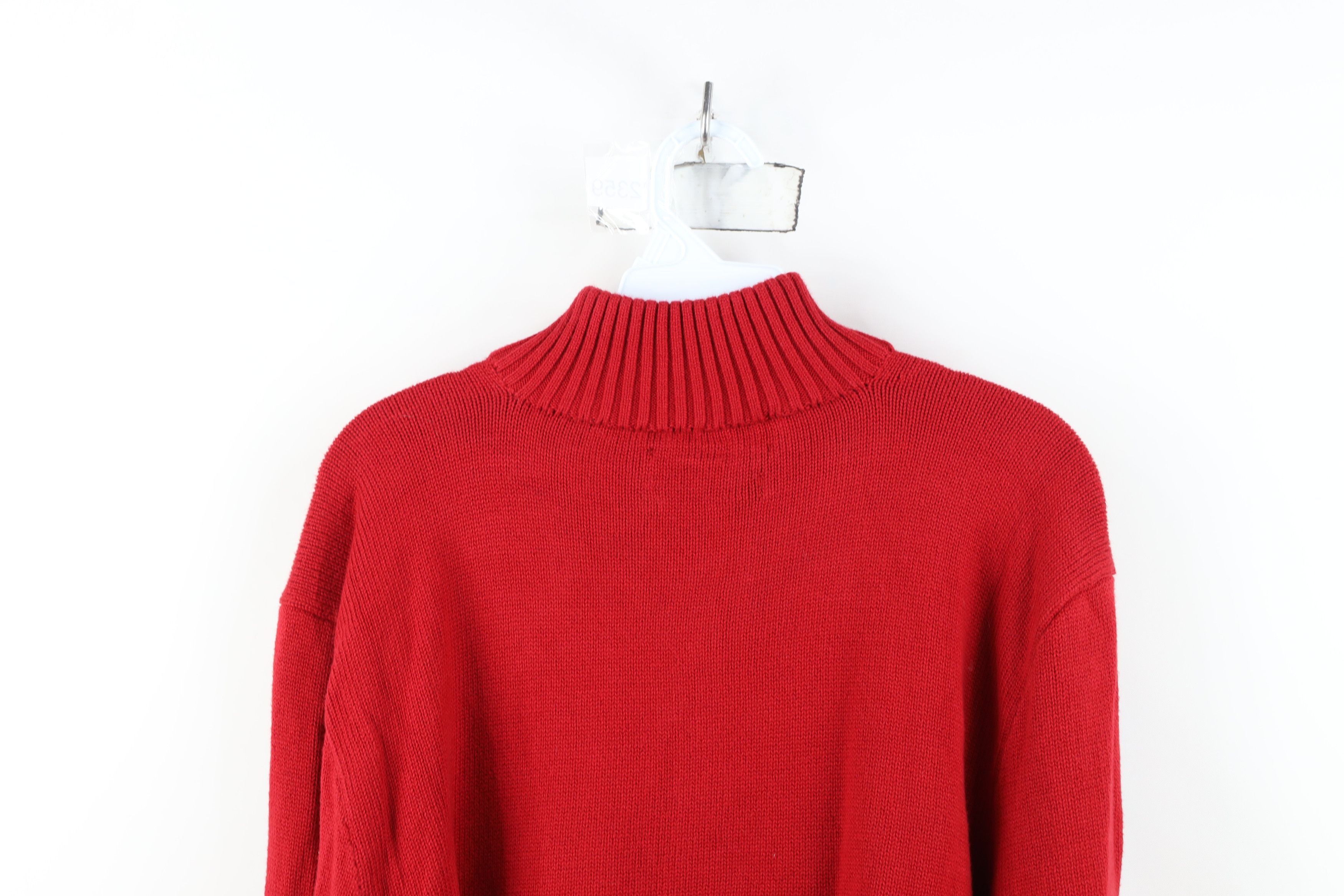Ralph Lauren Vintage 90s Ralph Lauren Ribbed Knit Half Zip Sweater Red Size US XL / EU 56 / 4 - 12 Thumbnail