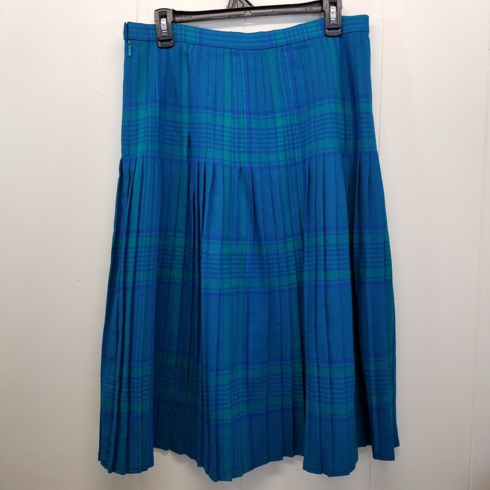 Vintage Windsmoor England 8 Skirt Blue Plaid Pleated Long Modest Woo Size 30" / US 8 / IT 44 - 3 Thumbnail