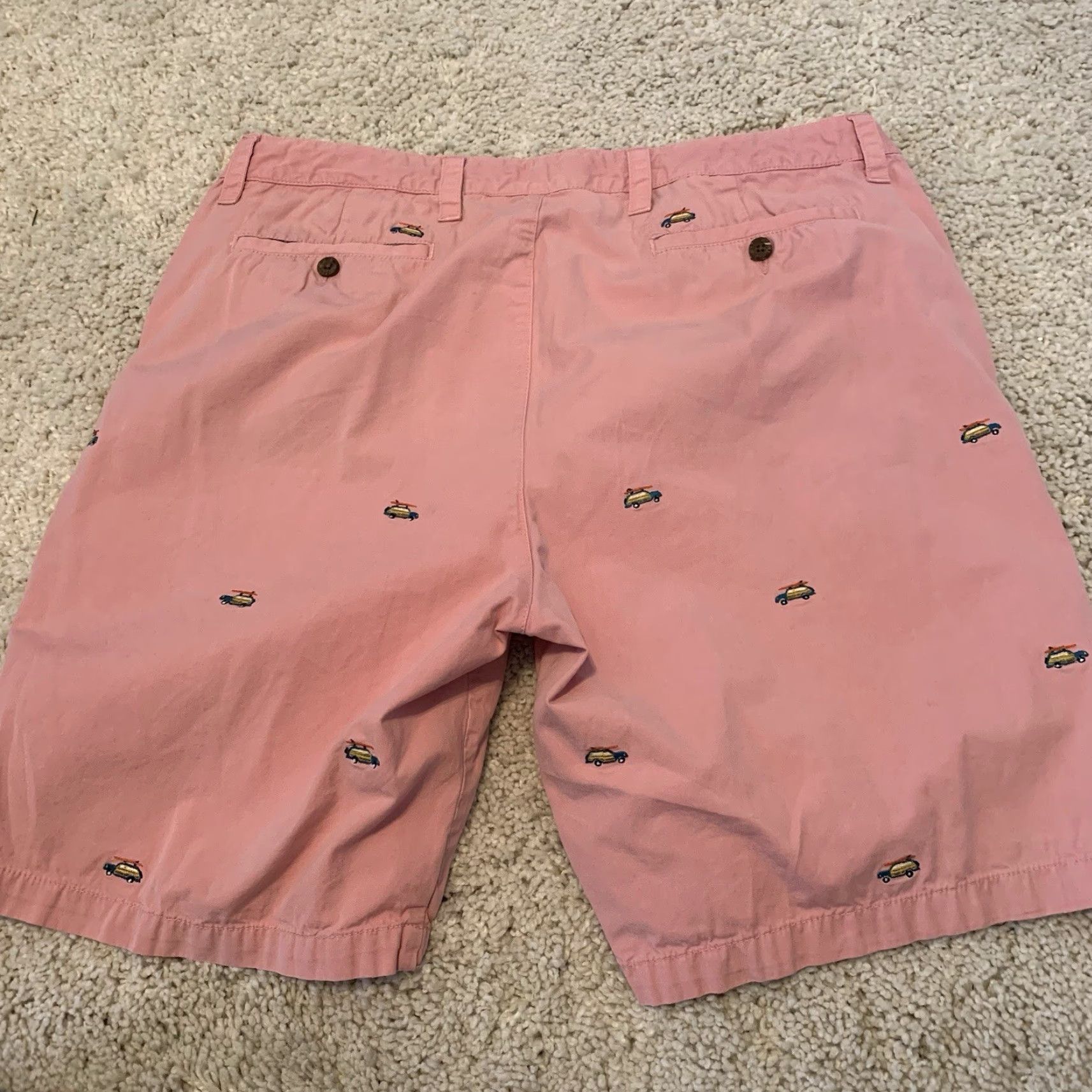 Vintage Taylor Shorts Mens 40 Pink Car Print Chino Vintage Woody Surf Casual Easy Care Lightweight Cotton Size US 40 / EU 56 - 3 Thumbnail