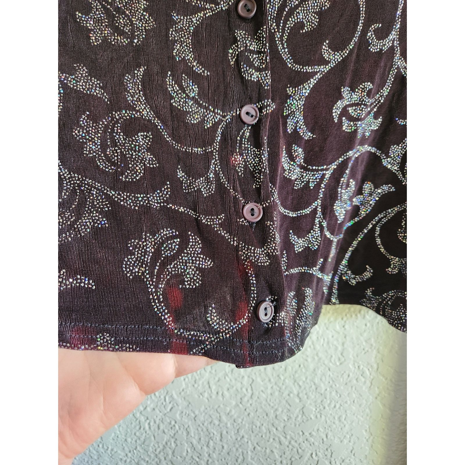 Other Y2k Jalate Women's Rhinestone Floral Low Cut Cardigan-Lg Size L / US 10 / IT 46 - 4 Thumbnail