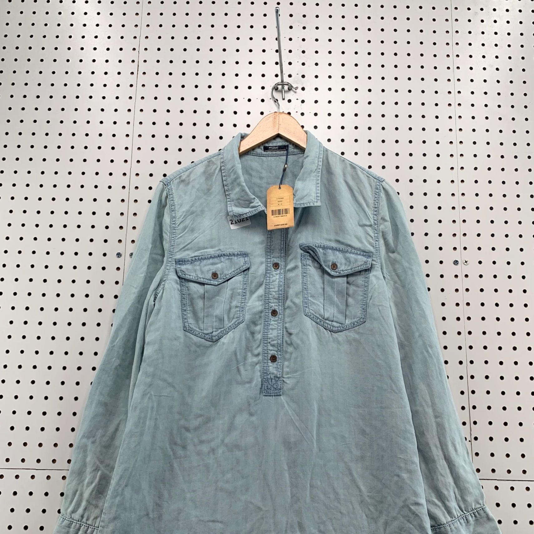 Silver Jeans Co. Silver Jeans CO Chambray Tunic Shirt Adult M Blue Henley Long Sleeve Womens Size M / US 6-8 / IT 42-44 - 7 Thumbnail