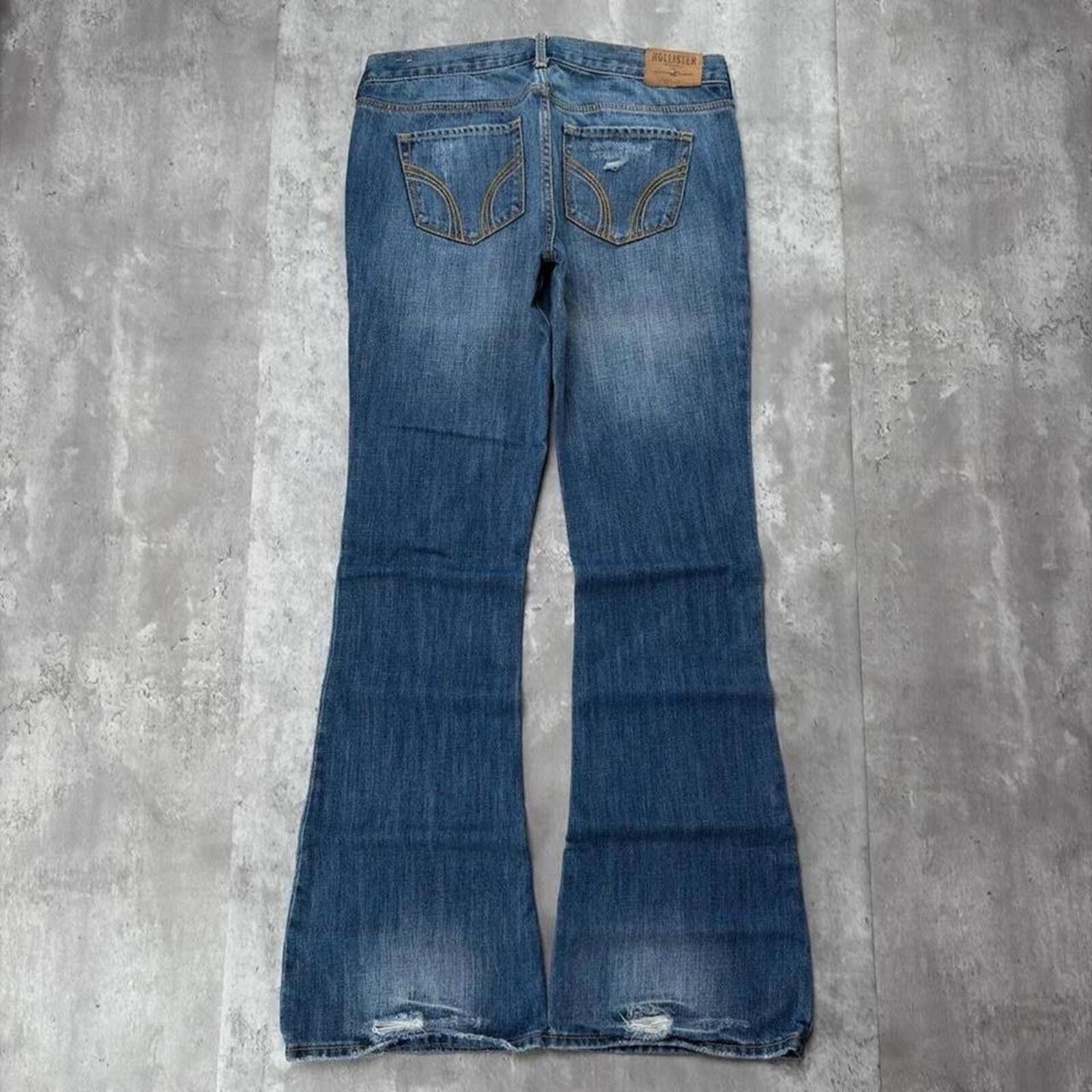 Other Y2K Blue Hollister Surf Grunge Flared Denim Jeans Size 30" / US 8 / IT 44 - 1 Thumbnail