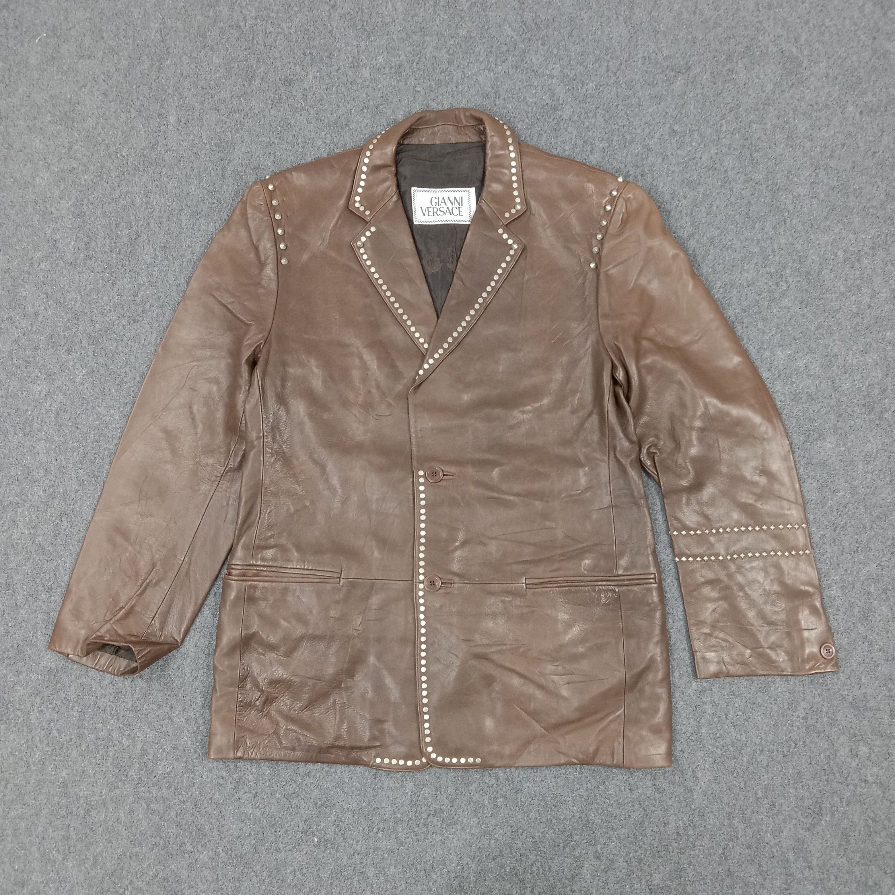 If Six Was Nine × Versace × Vintage Gianni Versace Italian Brand Leather Jacket Size US M / EU 48-50 / 2 - 1 Thumbnail
