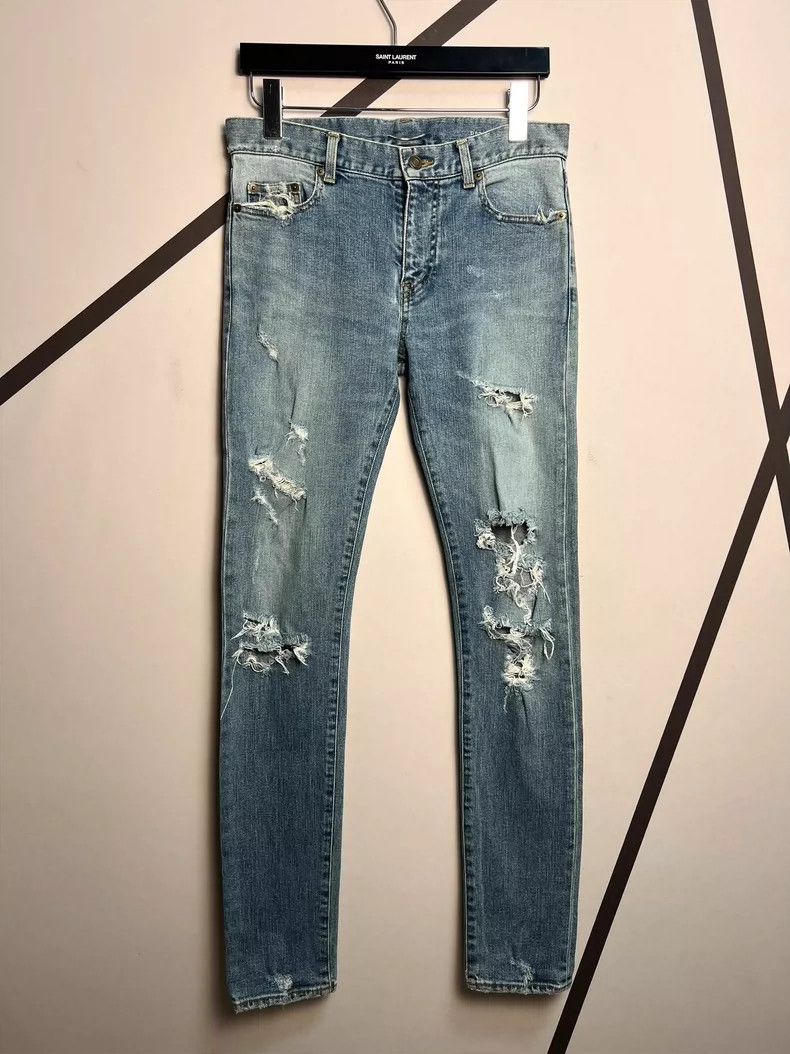 Saint Laurent Paris Saint Laurent 15 Fall/Winter Blue Washed Wrecking Jeans 250 Size US 30 / EU 46 - 1 Thumbnail