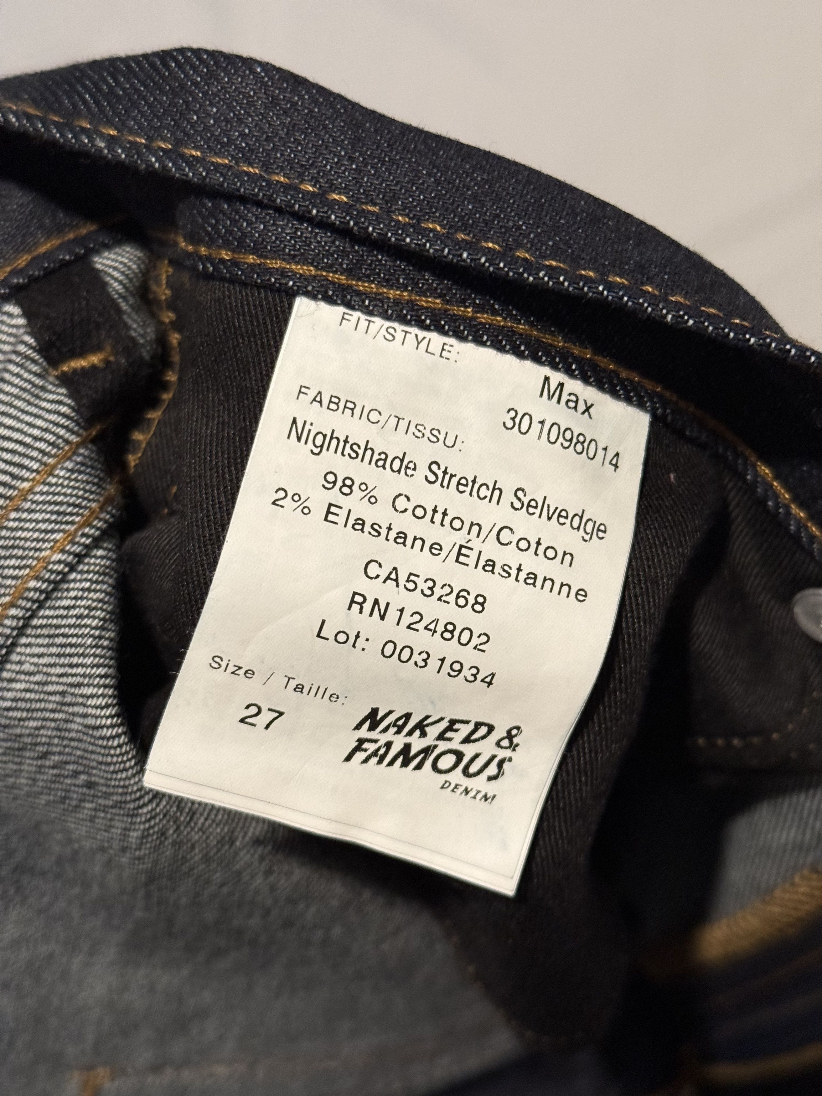 Naked & Famous Naked and Famous - Nightshade denim - 27 - Max fit - New Size 27" / US 4 / IT 40 - 4 Thumbnail