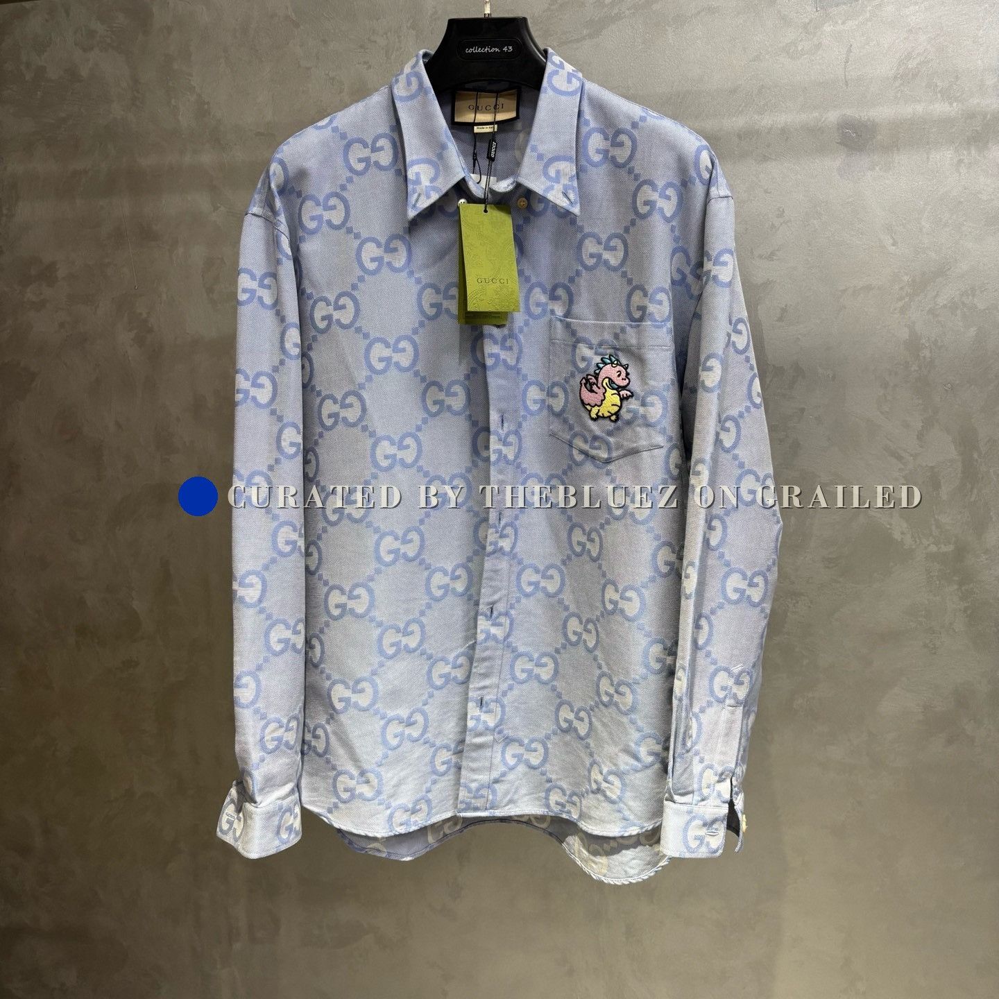 Gucci Gucci Light Blue Logo Cartoon Print Shirt Size US L / EU 52-54 / 3 - 1 Thumbnail