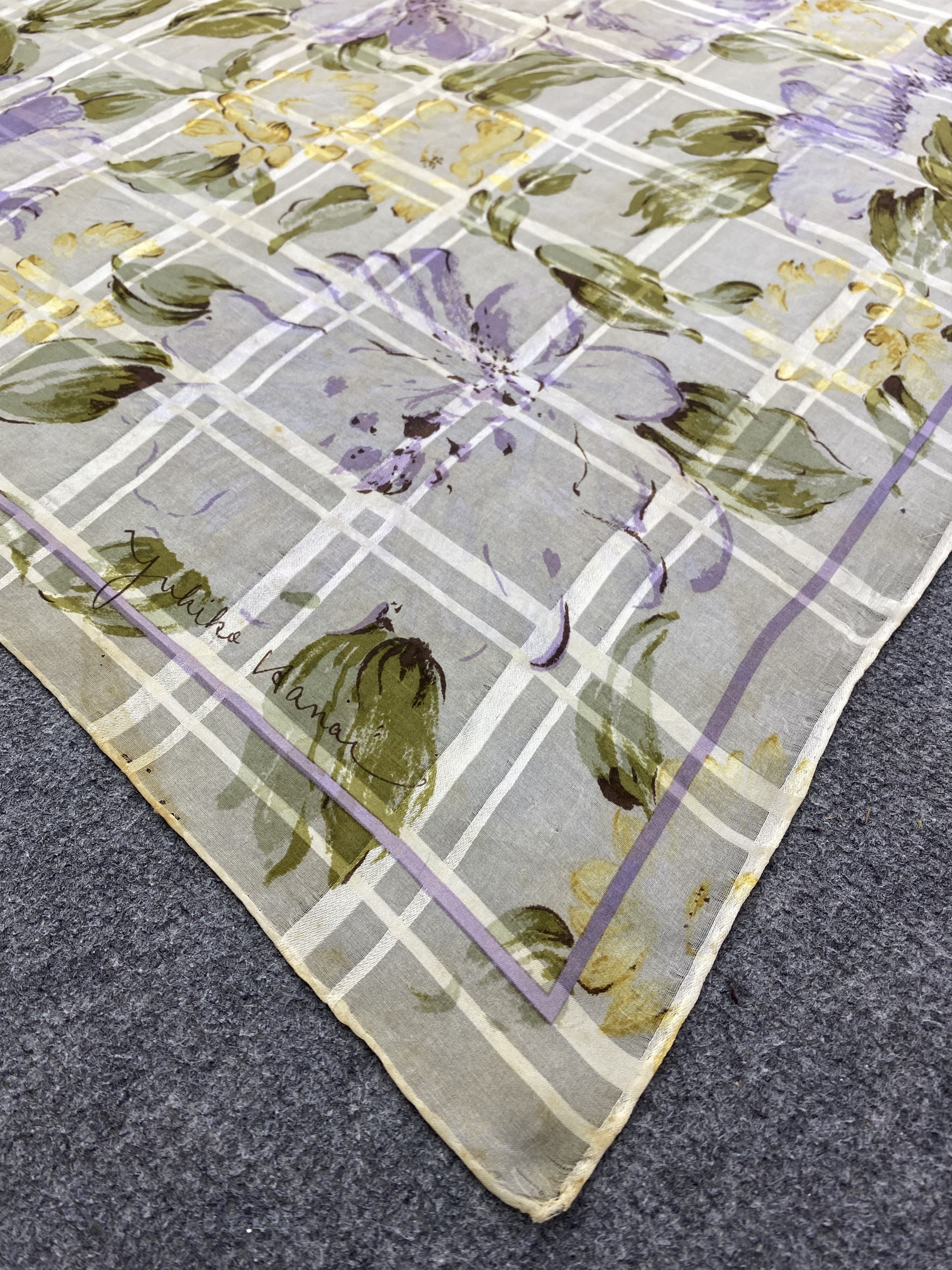 Japanese Brand Vintage Japanese Brand Floral Silk Scarf SN0158 Size ONE SIZE - 7 Thumbnail