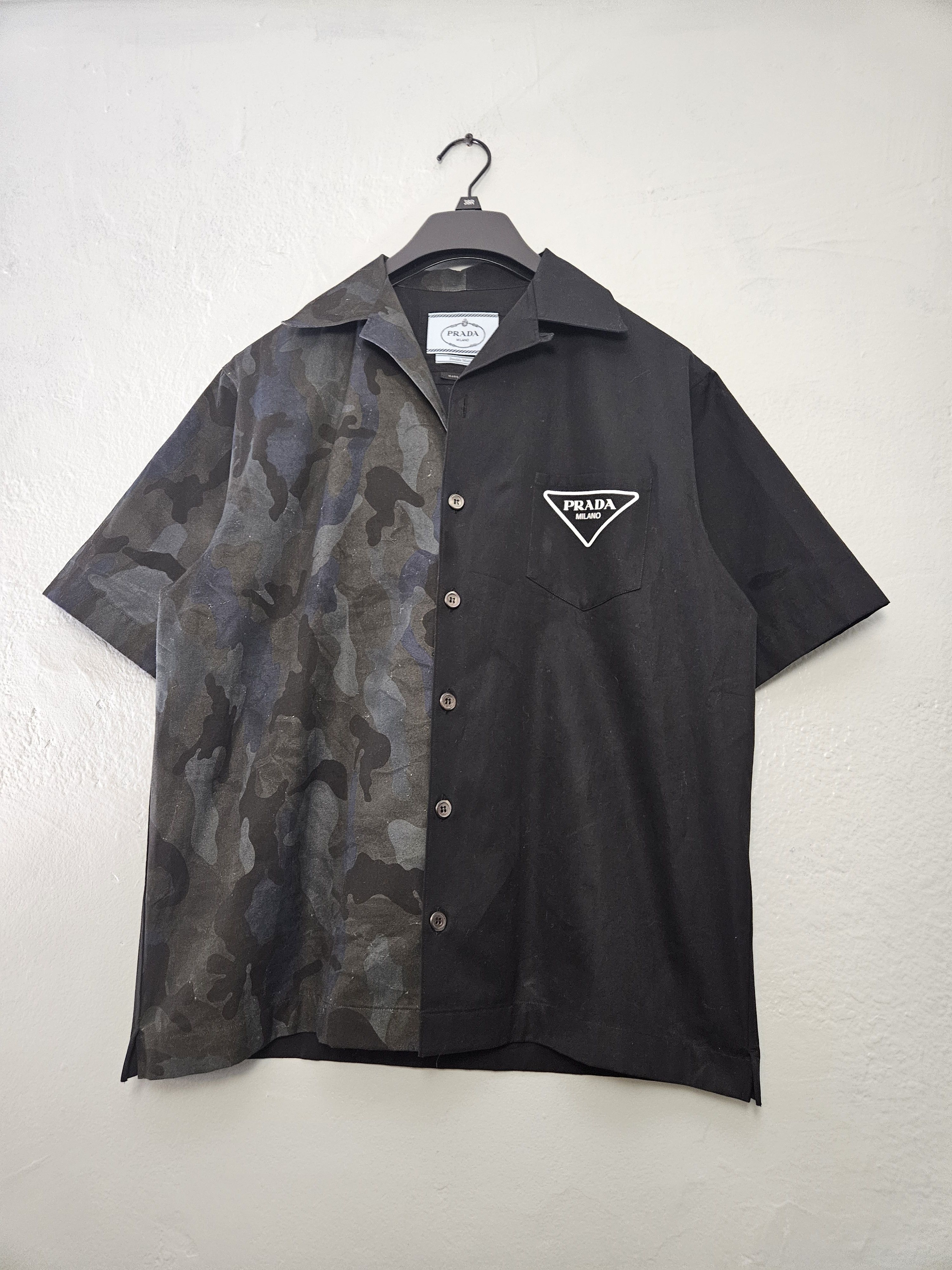 Prada Double Match Oversized Black Blue Camo Bowling Shirt Size US S / EU 44-46 / 1 - 1 Thumbnail