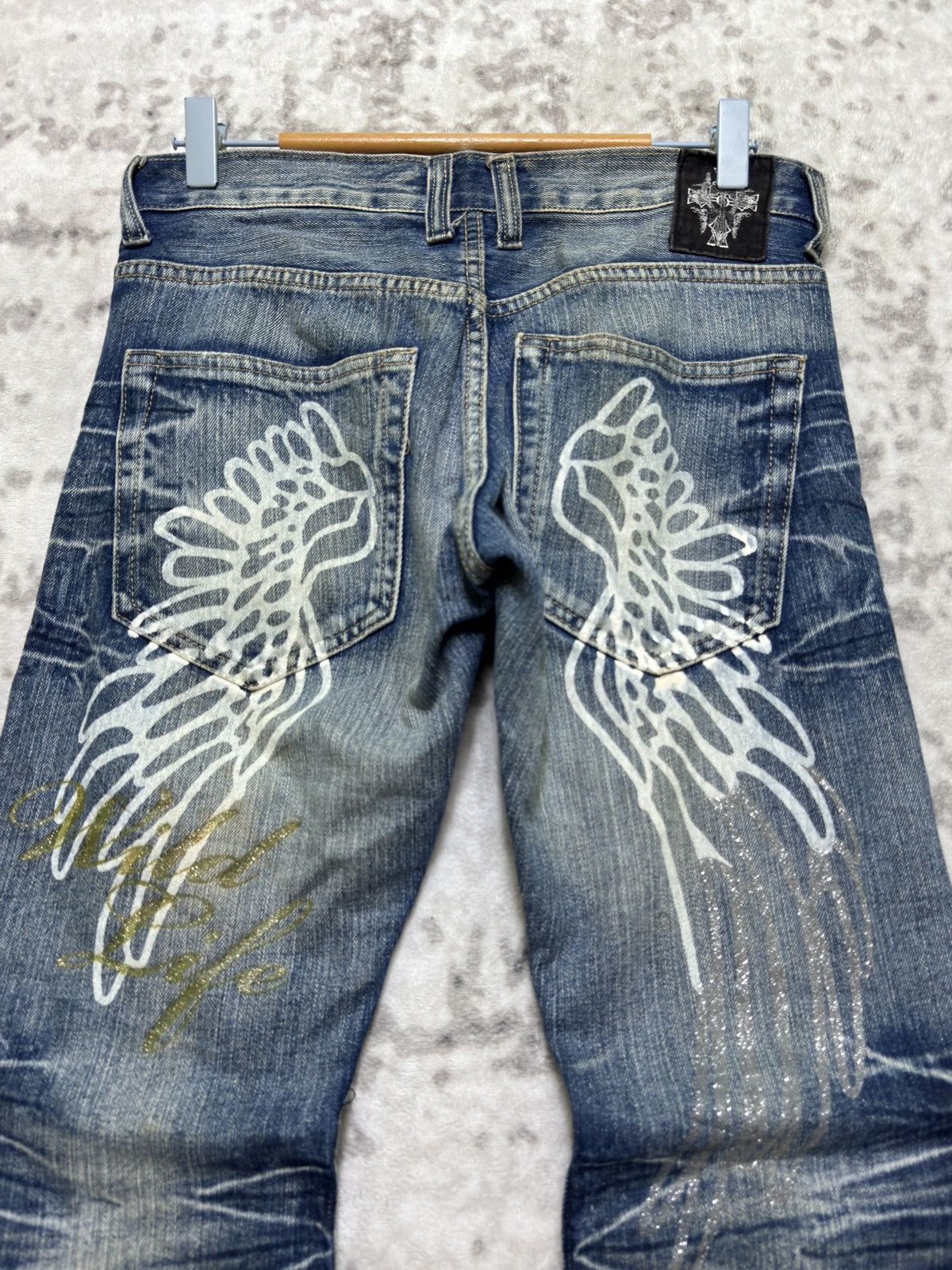 Vintage Vintage Wild Life Angel Wing Flared Y2K Denim Jeans Size US 29 - 9 Thumbnail
