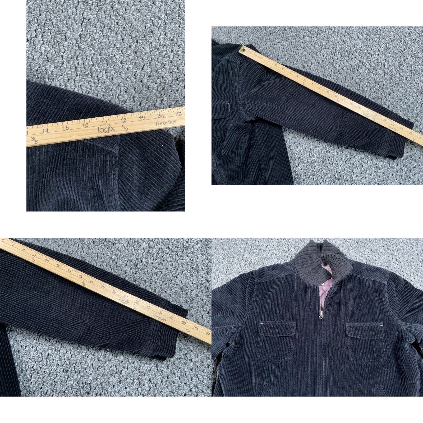 J. Jill J. Jill Corduroy Bomber Jacket Zip Up L Large Black Quilted Lining Cotton Shell Boxy Size L / US 10 / IT 46 - 8 Thumbnail