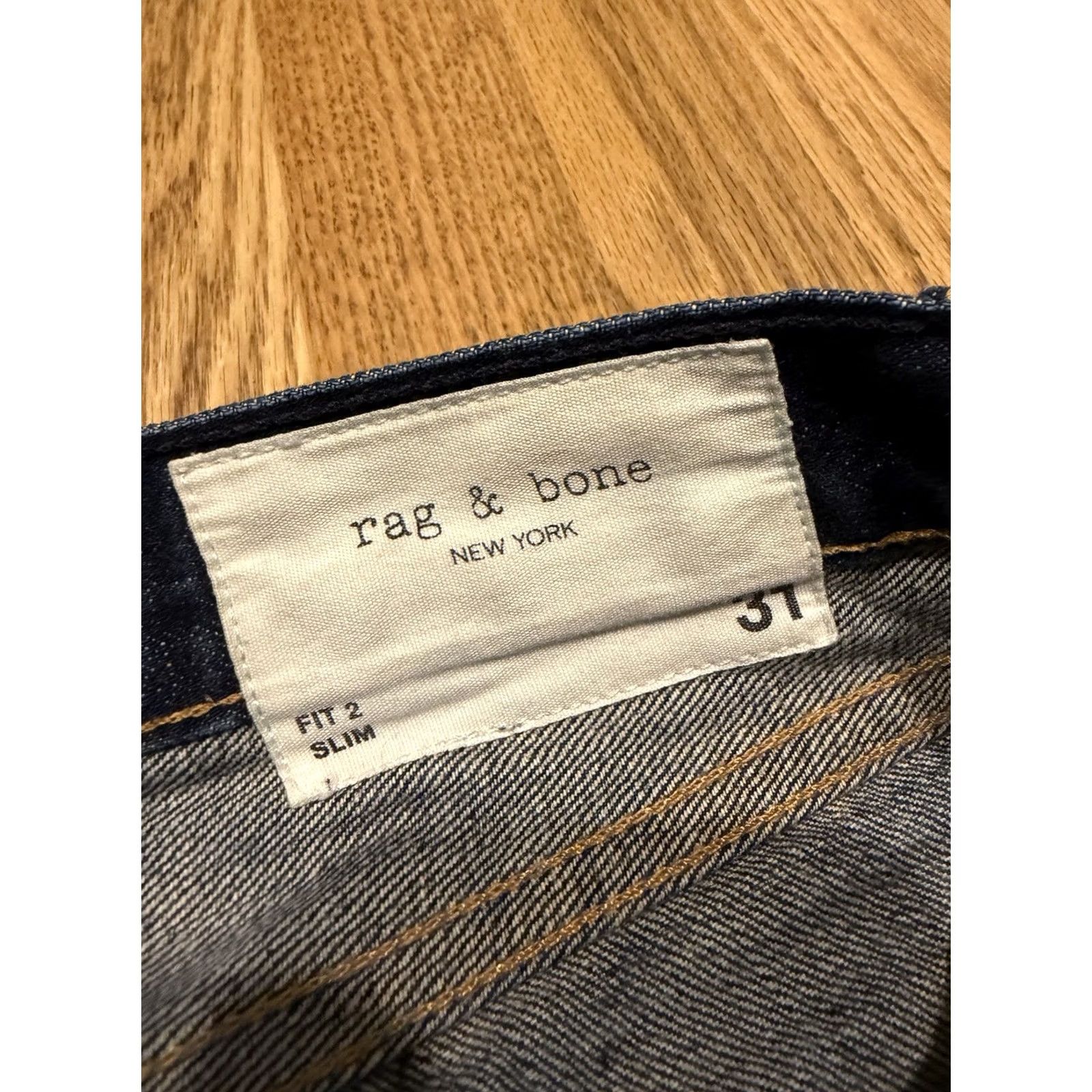 Rag & Bone VINTAGE Rag & Bone Fit 2 Slim Jeans Men’s 31x31.5 Selvedge Indigo Denim Button Fly Size US 31 - 7 Thumbnail