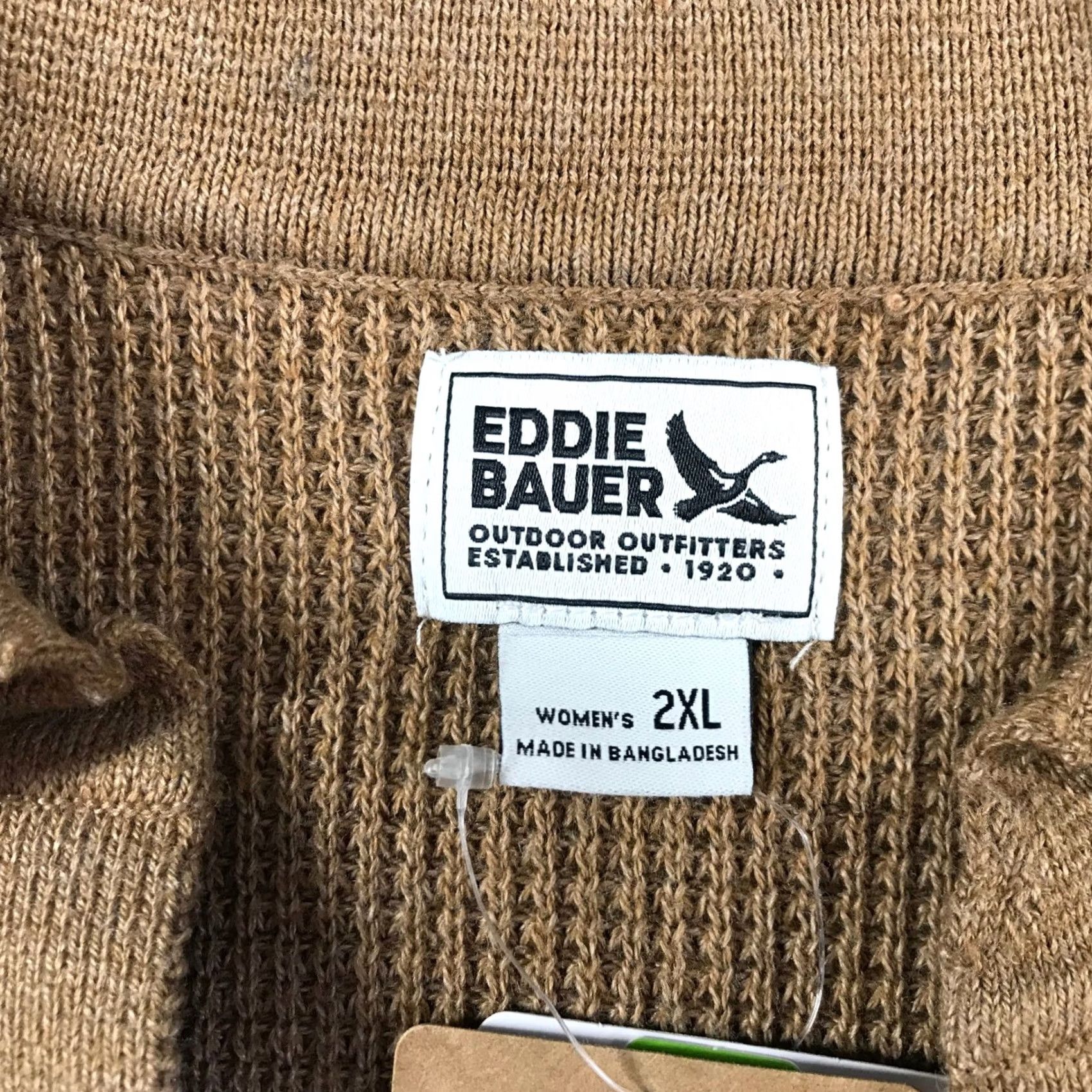 Eddie Bauer Eddie Bauer Womens 2XL Camel Brown Waffle Knit Johnny Collar Sweater Size XXL / US 16-18 / IT 52-54 - 5 Thumbnail