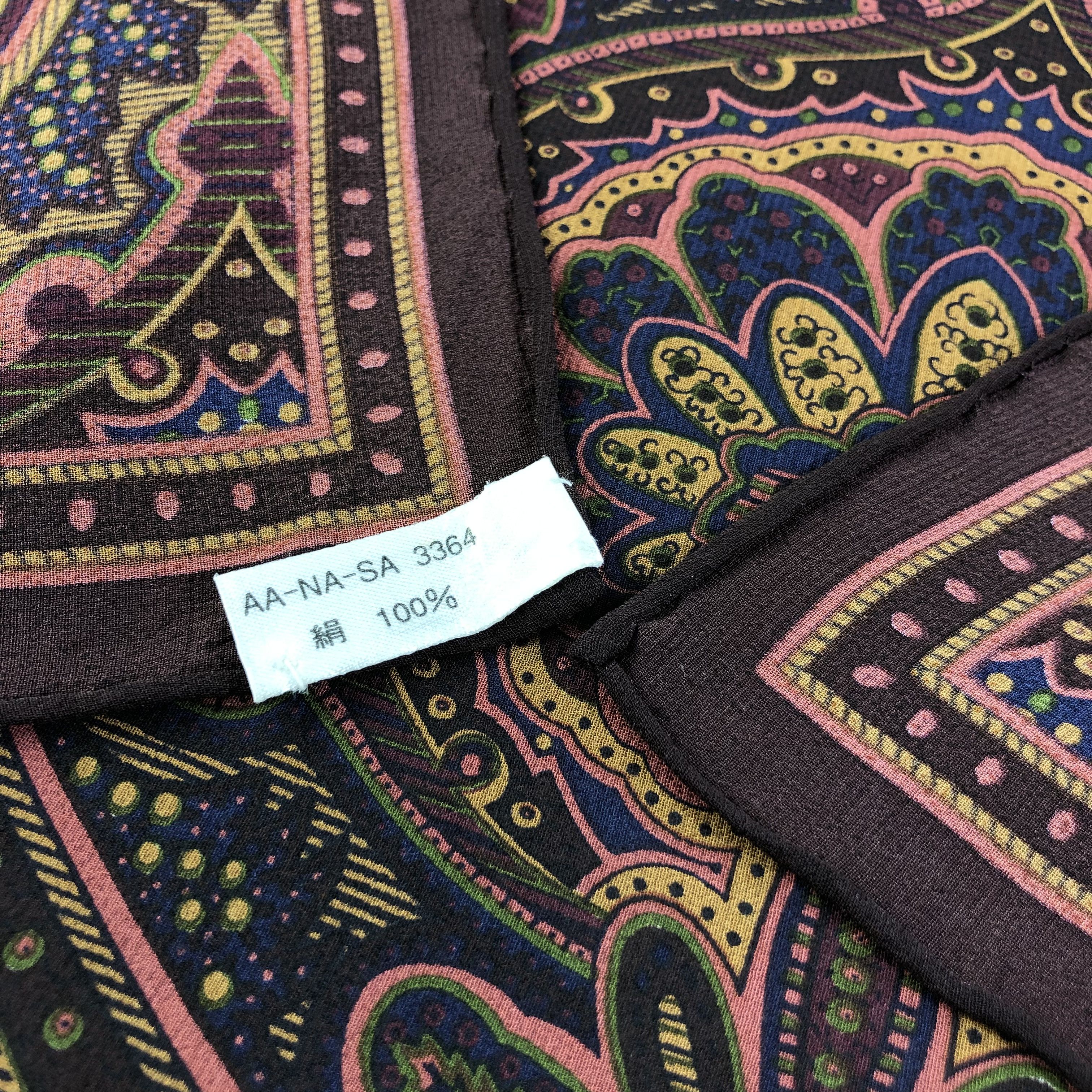 Japanese Brand Vintage Big Roses Paisley Hand Rolled Silk Scarf M683 Size ONE SIZE - 3 Thumbnail
