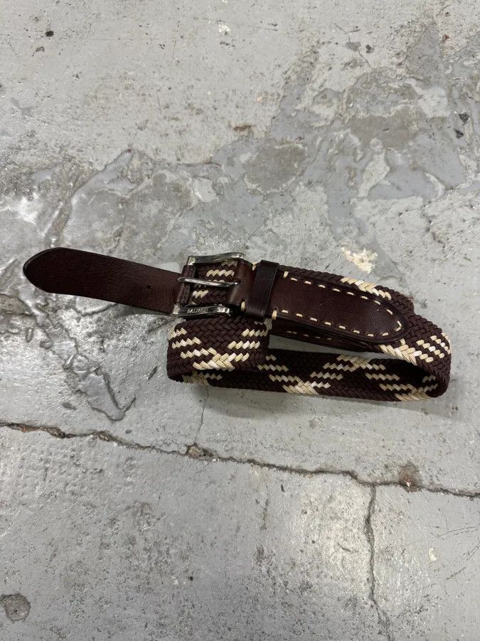 Balmain × Designer × Vintage 2010s Balmain Woven Canva Brown Leather Belt Size ONE SIZE - 3 Thumbnail