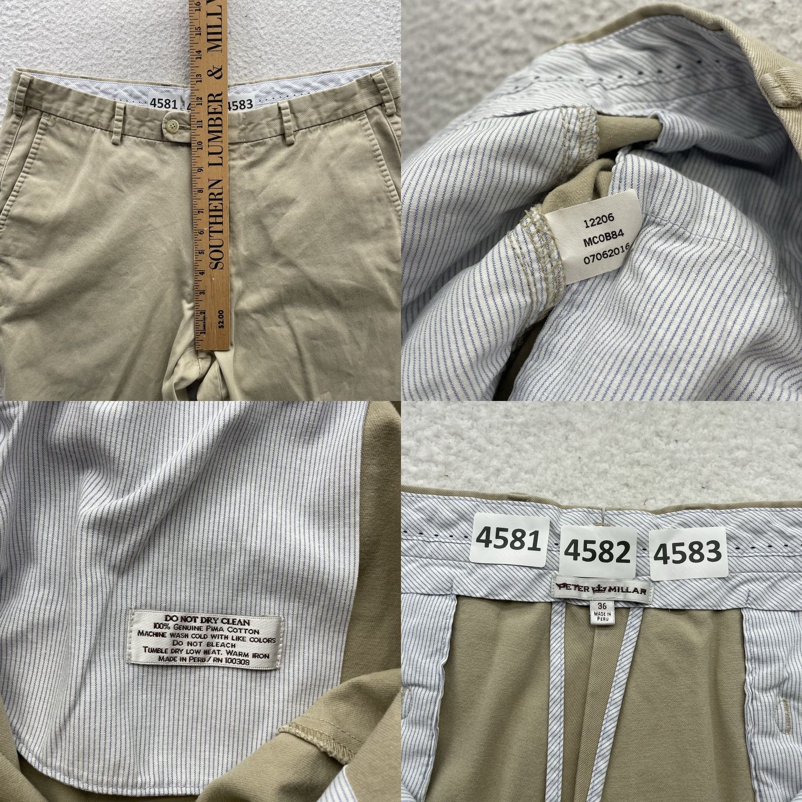 Peter Millar Peter Millar Chino Pants Mens 36x30 Beige Pima Cotton Flat Front Golf Casual Clothing Size US 36 / EU 52 - 8 Thumbnail
