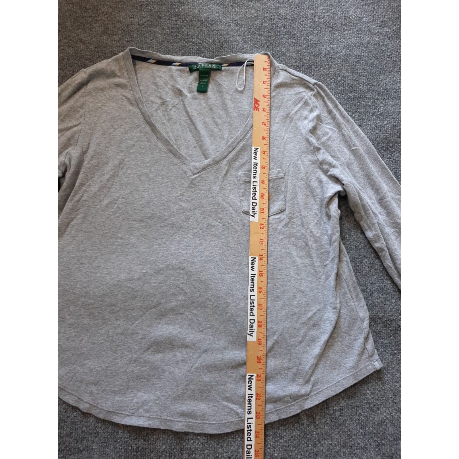 Polo Ralph Lauren Polo Ralph Lauren Shirt Womens Large L Long Sleeve Gray Pocket Embordered Logo Shirt Size L / US 10 / IT 46 - 4 Thumbnail