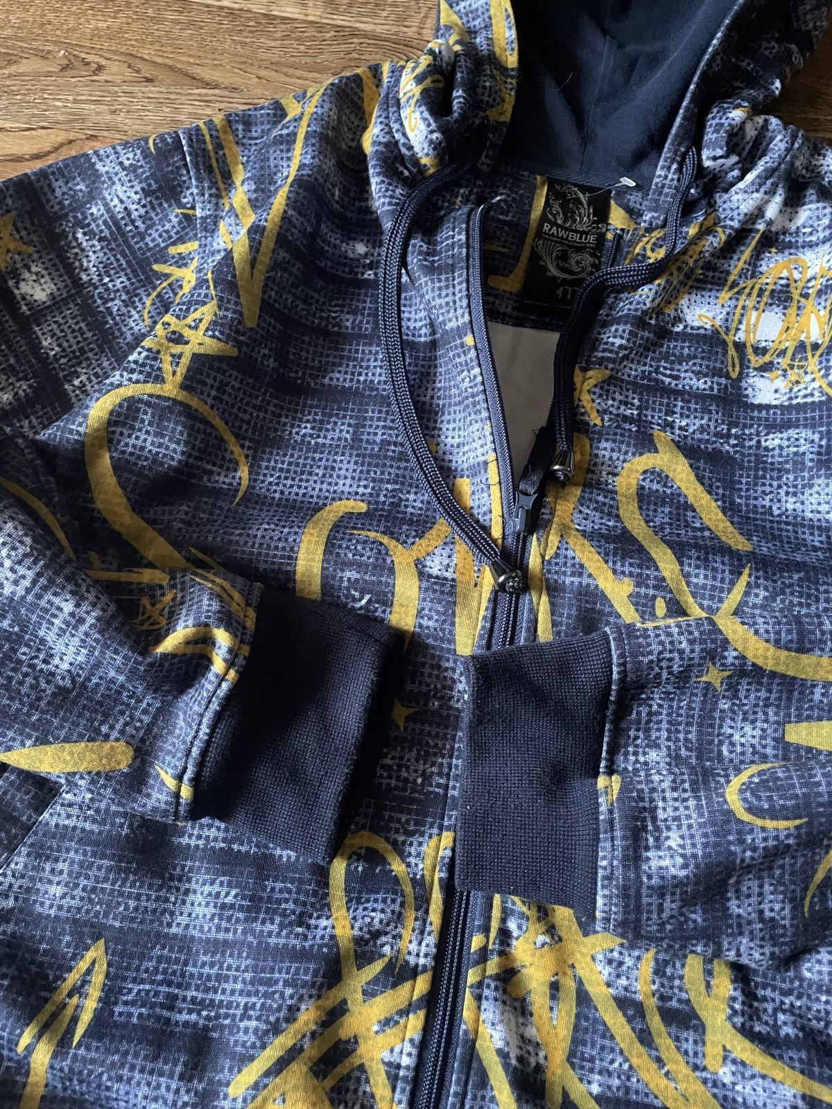 Other RAW BLUE ALL OVER PRINTED BAGGY ZIPPER HOODIE RAP JNCO STYLE Size US M / EU 48-50 / 2 - 5 Thumbnail