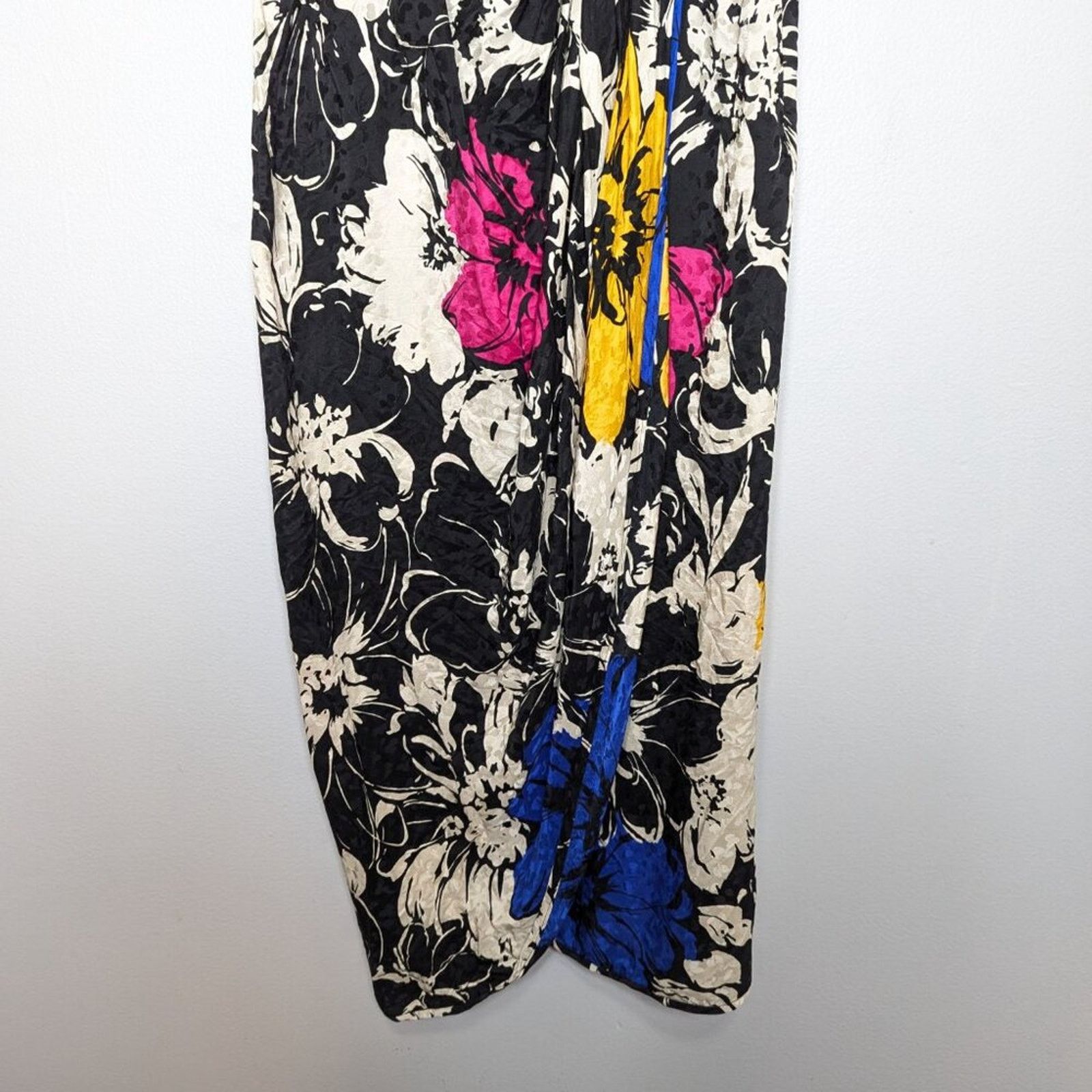 Vintage Vintage Jerri Sherman Bold Graphic Floral Print Silk Dress Size XS / US 0-2 / IT 36-38 - 9 Thumbnail