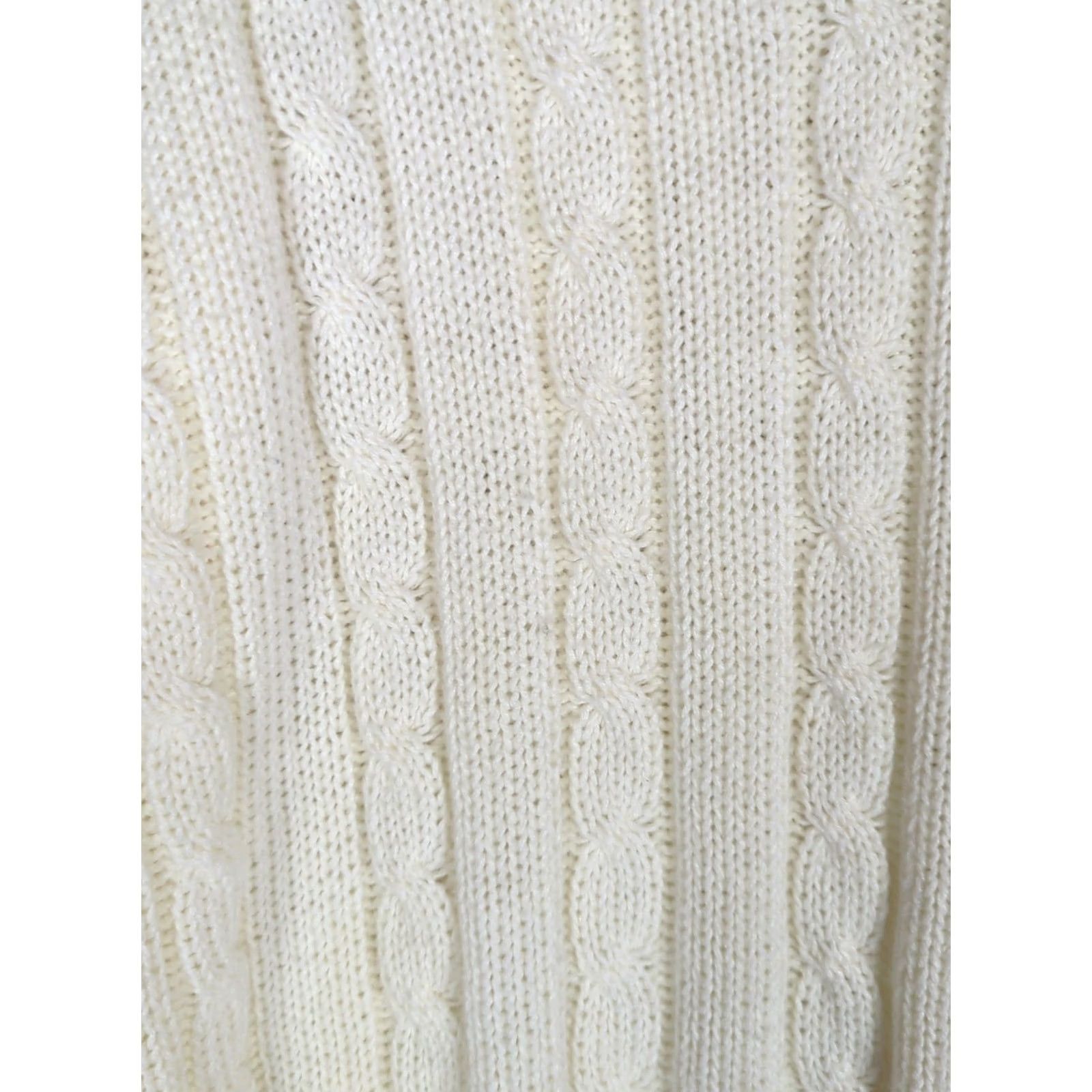 Vintage VINTAGE Spice of Life Cricket Varsity Tennis Sweater Cable Knit V Neck Womens L Creamy white 1990s Preppy Sportswear Womens Size L / US 10 / IT 46 - 2 Thumbnail