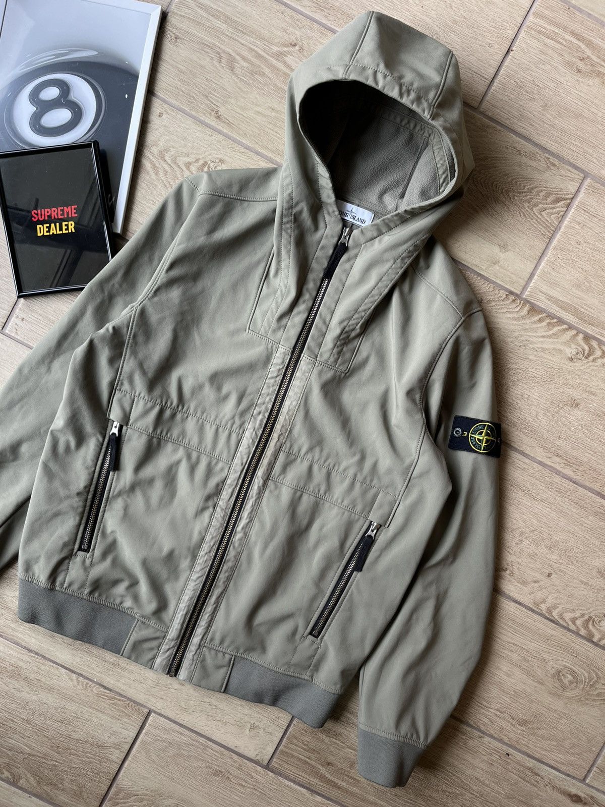 Stone Island Soft Shell-r Outdoor Men's Jacket Fleece Olive