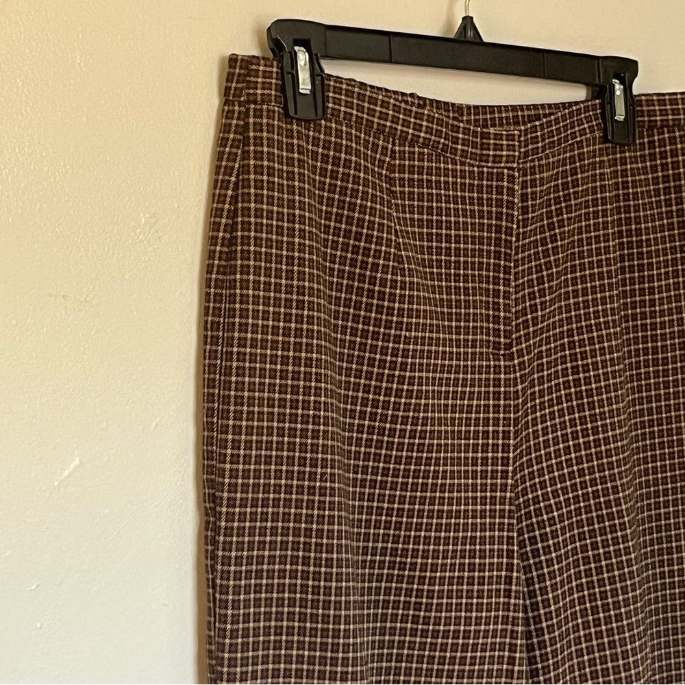 Designer Vintage Women's Plaid Relaxed Fit Pants Brown Medium 10 Size 30" / US 8 / IT 44 - 4 Thumbnail