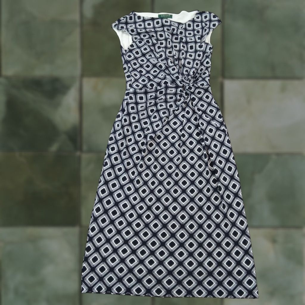 Ralph Lauren Lauren Ralph Lauren Dress Womens 4 Blue White Boat Neck Sleeveless Stretch Size S / US 4 / IT 40 - 1 Thumbnail