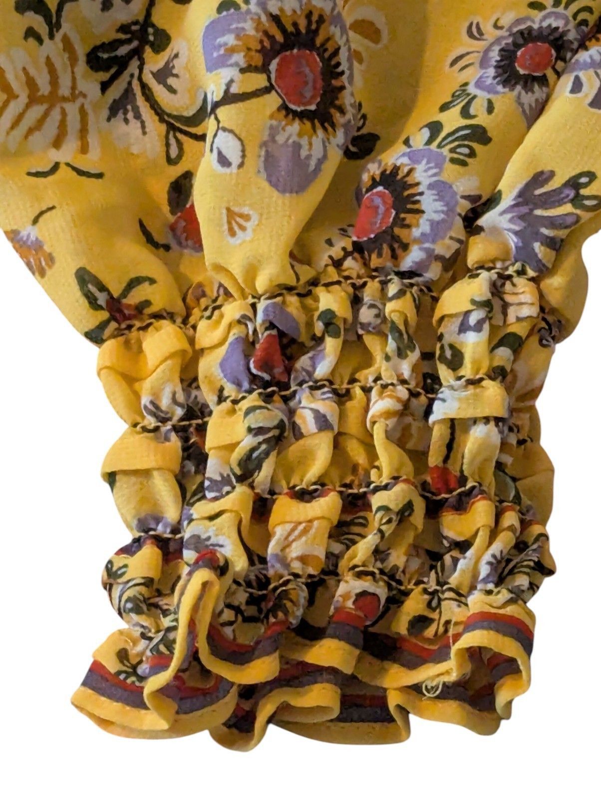 Other Max Studio VNeck Smocked Lined Dress Yellow Floral Chiffon S Size S / US 4 / IT 40 - 4 Thumbnail