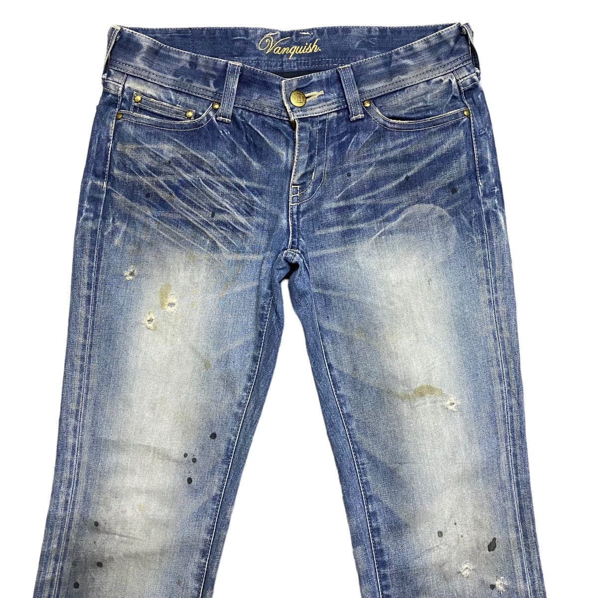 Vanquish Vanquish Gold Mudwash Denim Flare Jeans Size US 30 / EU 46 - 3 Thumbnail