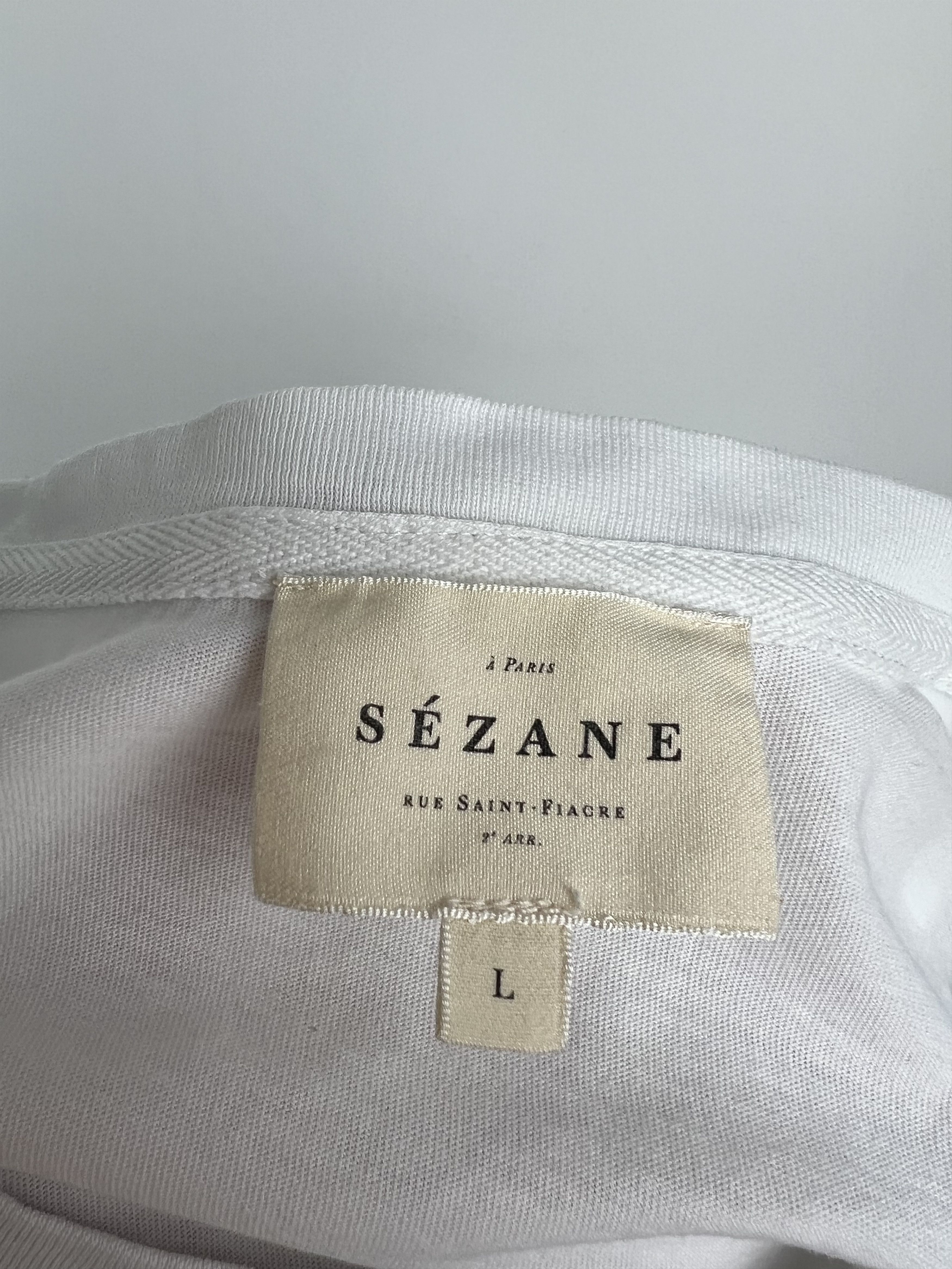 Sezane Sezane White Short Sleeve T-Shirt Embroidered Logo Size L Size L / US 10 / IT 46 - 4 Thumbnail