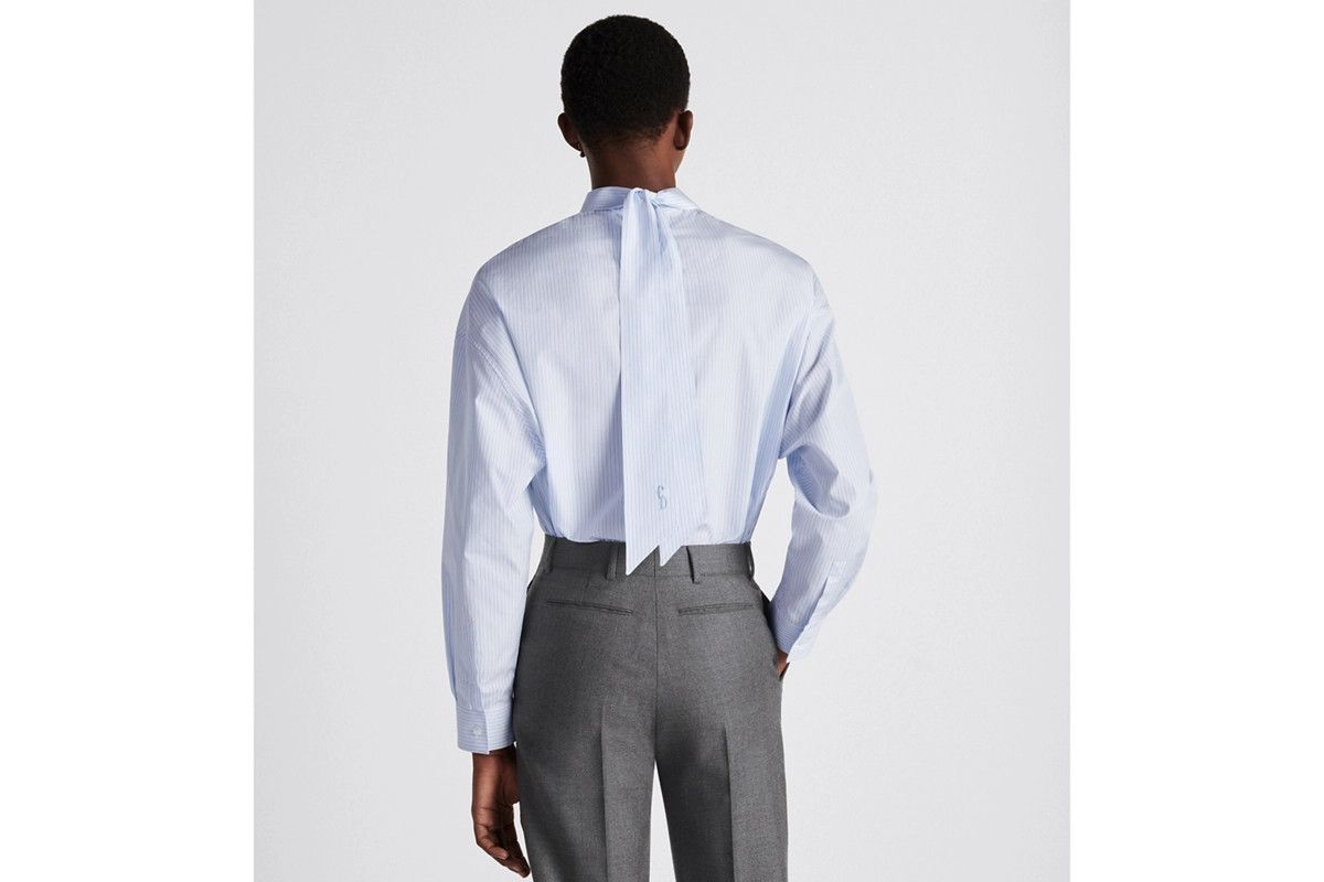 Dior o1w1db11024 Shirt With Tied Detail in Blue Size US XS / EU 42 / 0 - 6 Thumbnail