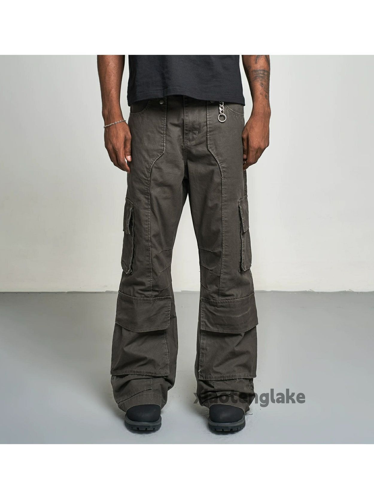 Designer × Japanese Brand × Vintage washed faded patchwork skate outdoor flared cargo pants Size US 26 / EU 42 - 3 Thumbnail