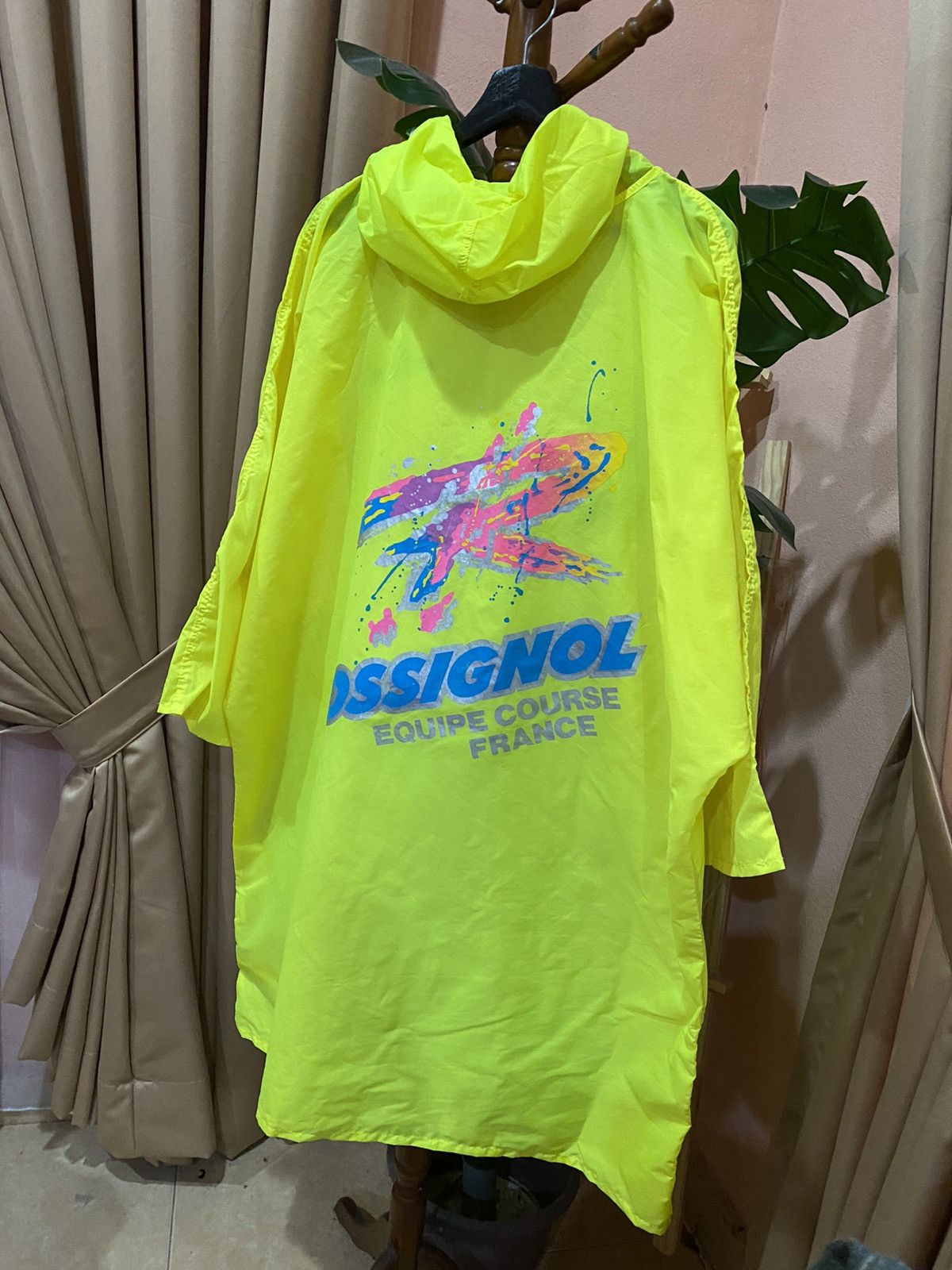 Vintage Rossignol Neon Yellow Poncho - Vintage French Ski Style Size US XL / EU 56 / 4 - 3 Thumbnail