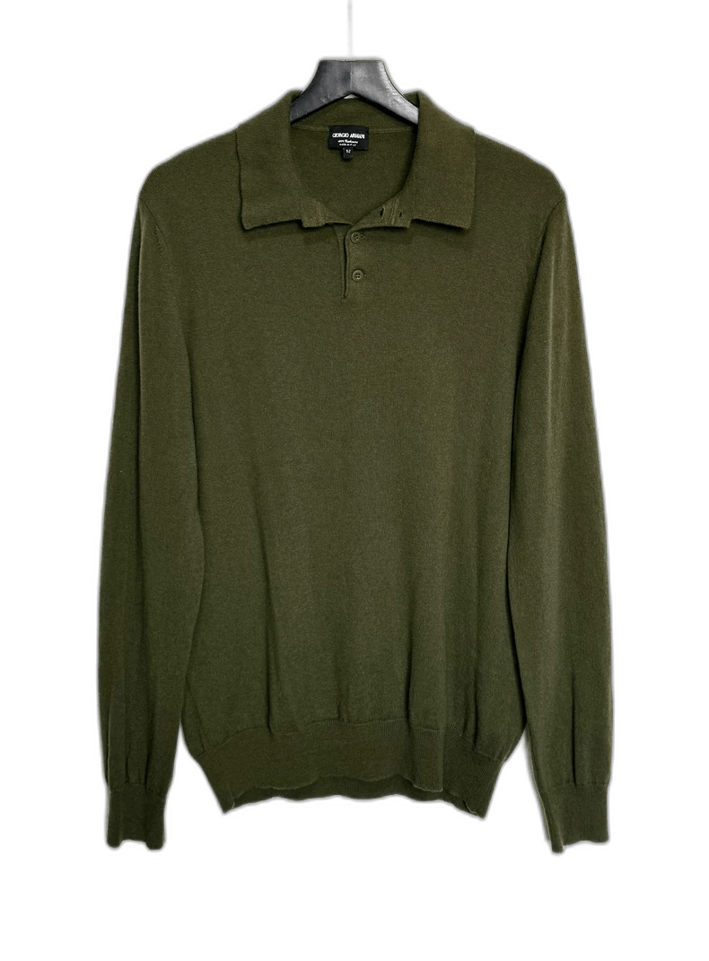 Emporio Armani Giorgio Armani Cashmere Long Sleeve Polo Sweater Size US L / EU 52-54 / 3 - 1 Thumbnail