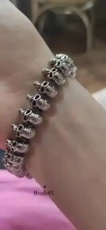 Jewelry Punk Skeleton Skull Titanium Steel Bracelet Size ONE SIZE - 3 Thumbnail