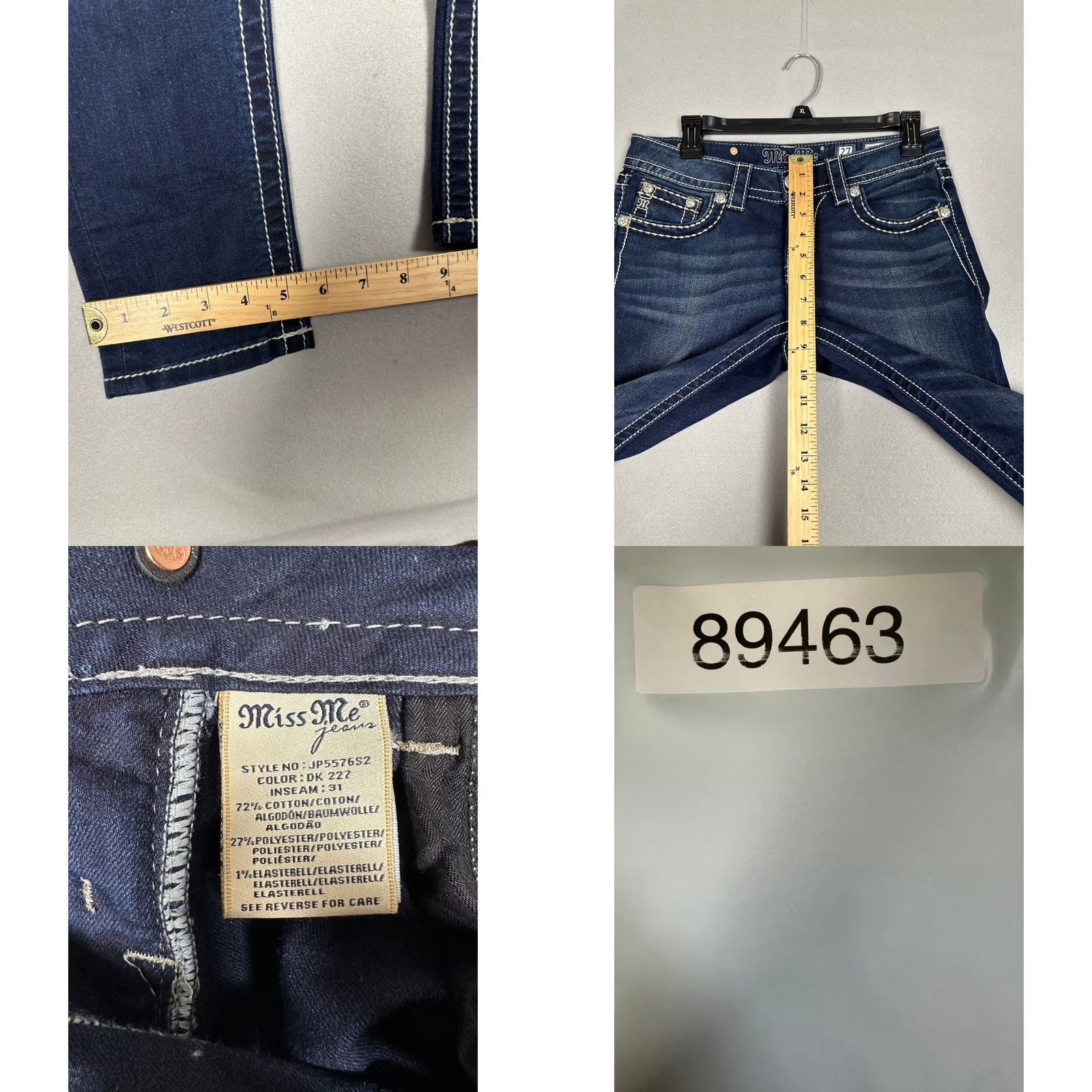 Miss Me Miss Me Signature Rise Skinny Jeans Dark Wash Fleur De Lis Bling JP5576S2 27 Size 27" / US 4 / IT 40 - 8 Thumbnail