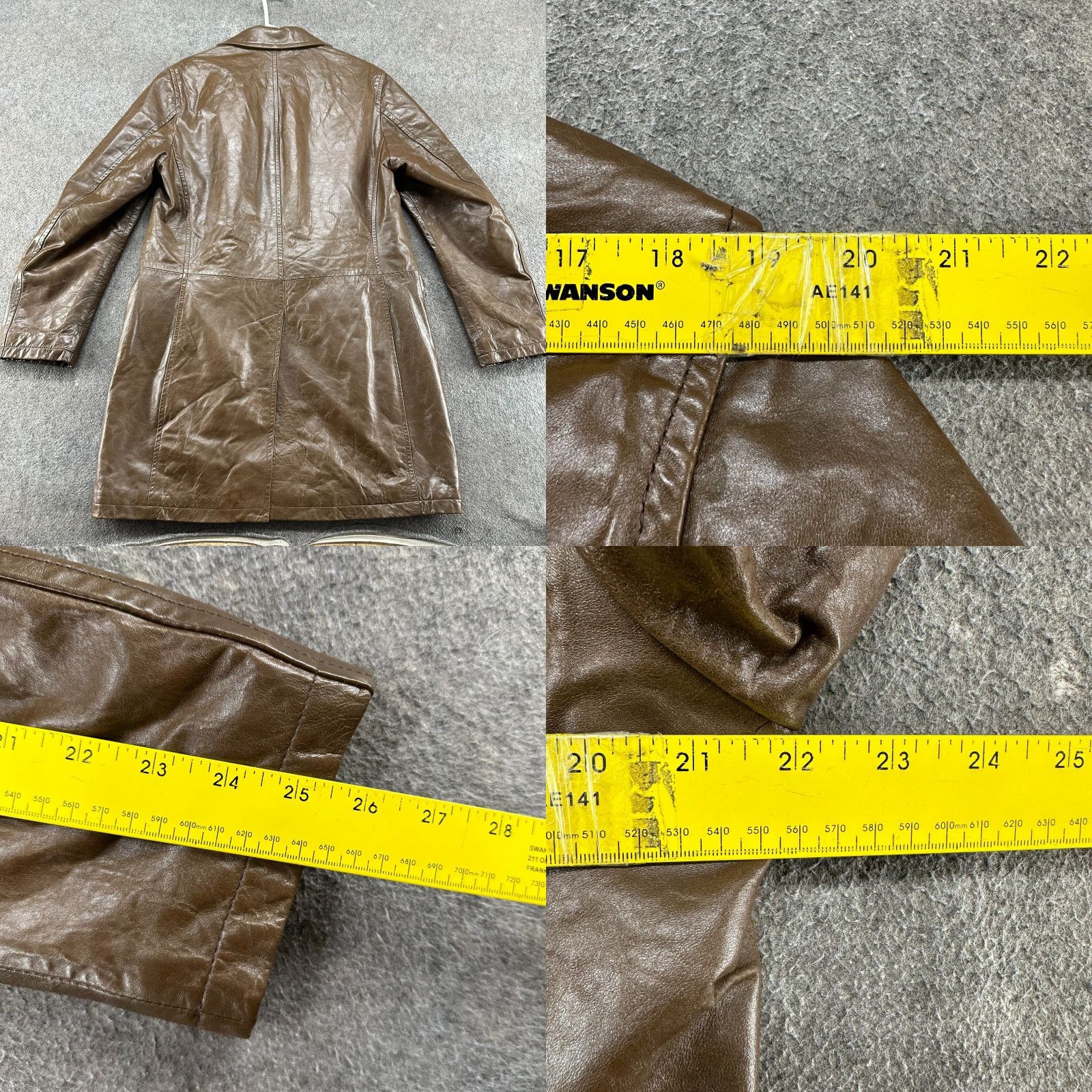 Vintage VINTAGE Compagnia Delle Pelli Coat Mens 40 Brown Overcoat Leather Long Button Jacket Casual Winter 40 Mens Brown Regular Vintage Size US XXS / EU 40 - 8 Thumbnail