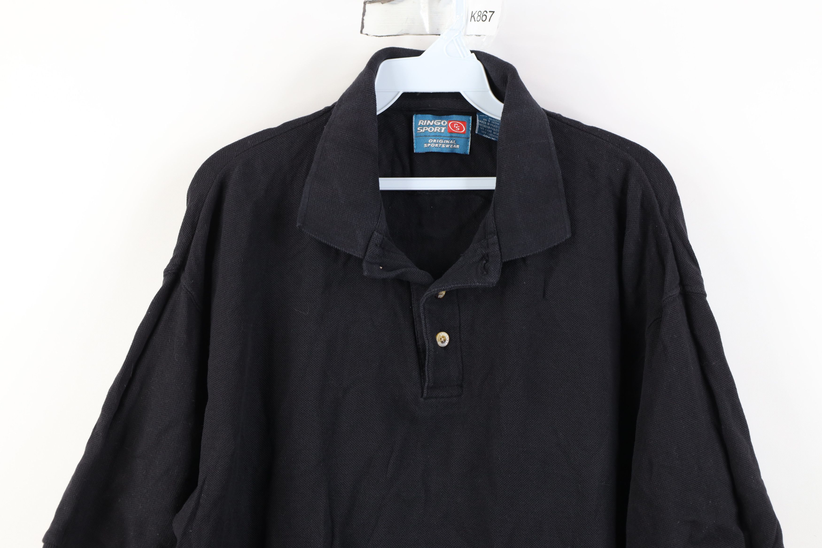 Vintage Vintage 90s Streetwear Baggy Heavyweight Polo Shirt Black Size US L / EU 52-54 / 3 - 2 Thumbnail