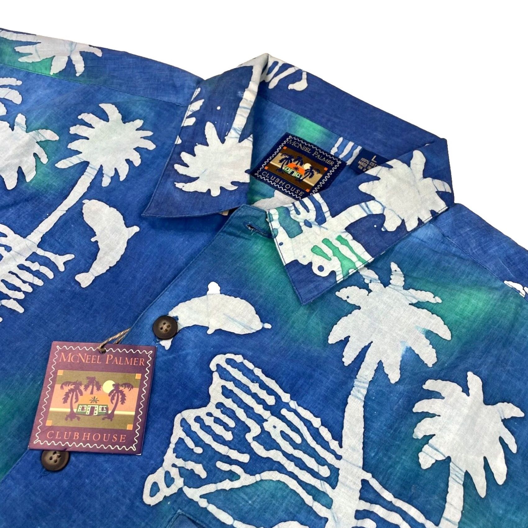 Vintage VINTAGE McNeel Palmer Clubhouse Men’s Hawaiian Camp Shirt Blue Floral S/S Large Size US L / EU 52-54 / 3 - 2 Thumbnail