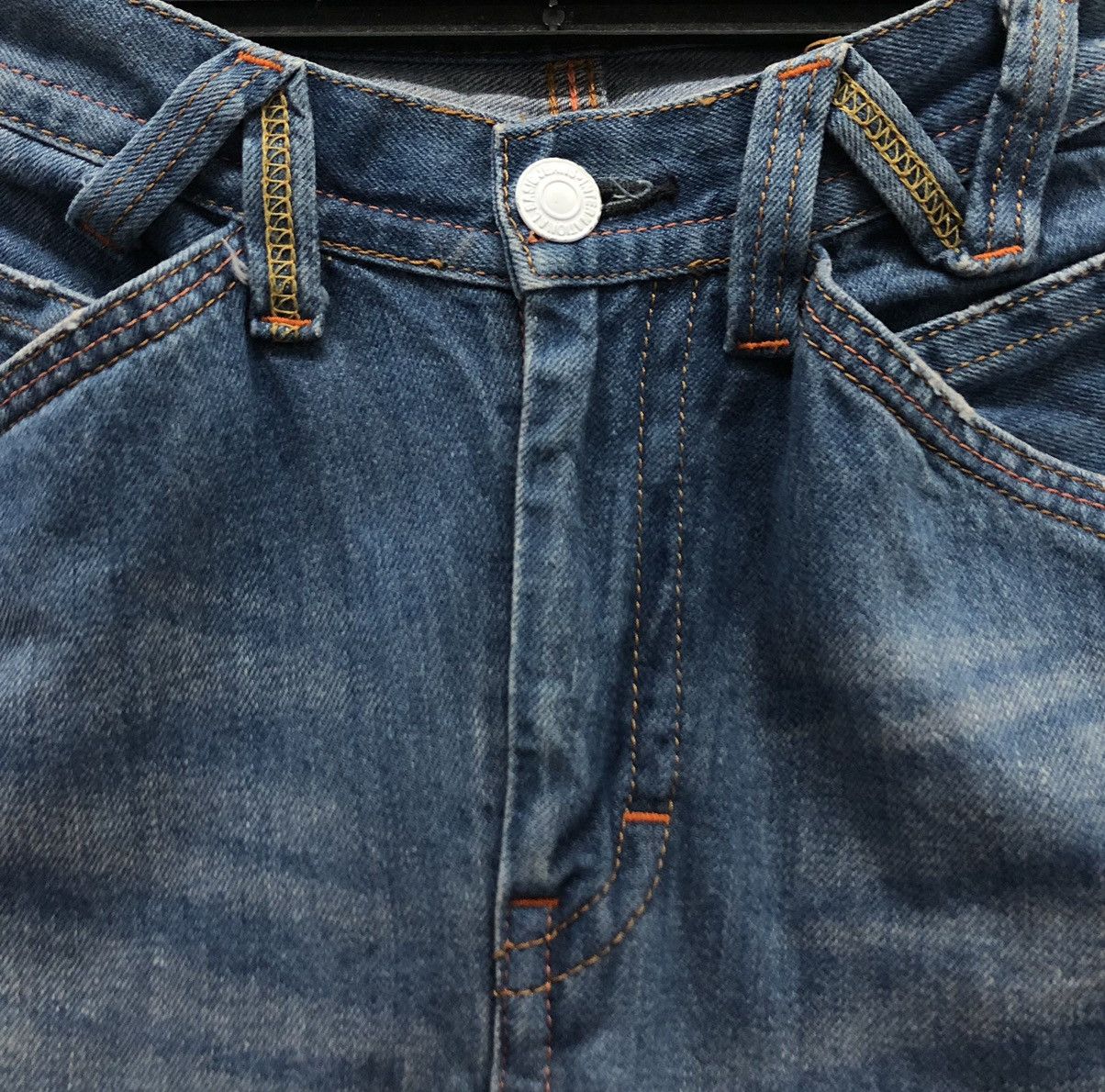 Japanese Brand GENOESE Cargo Denim Jeans Medium Distressed Workwear Style Size US 33 - 14 Thumbnail