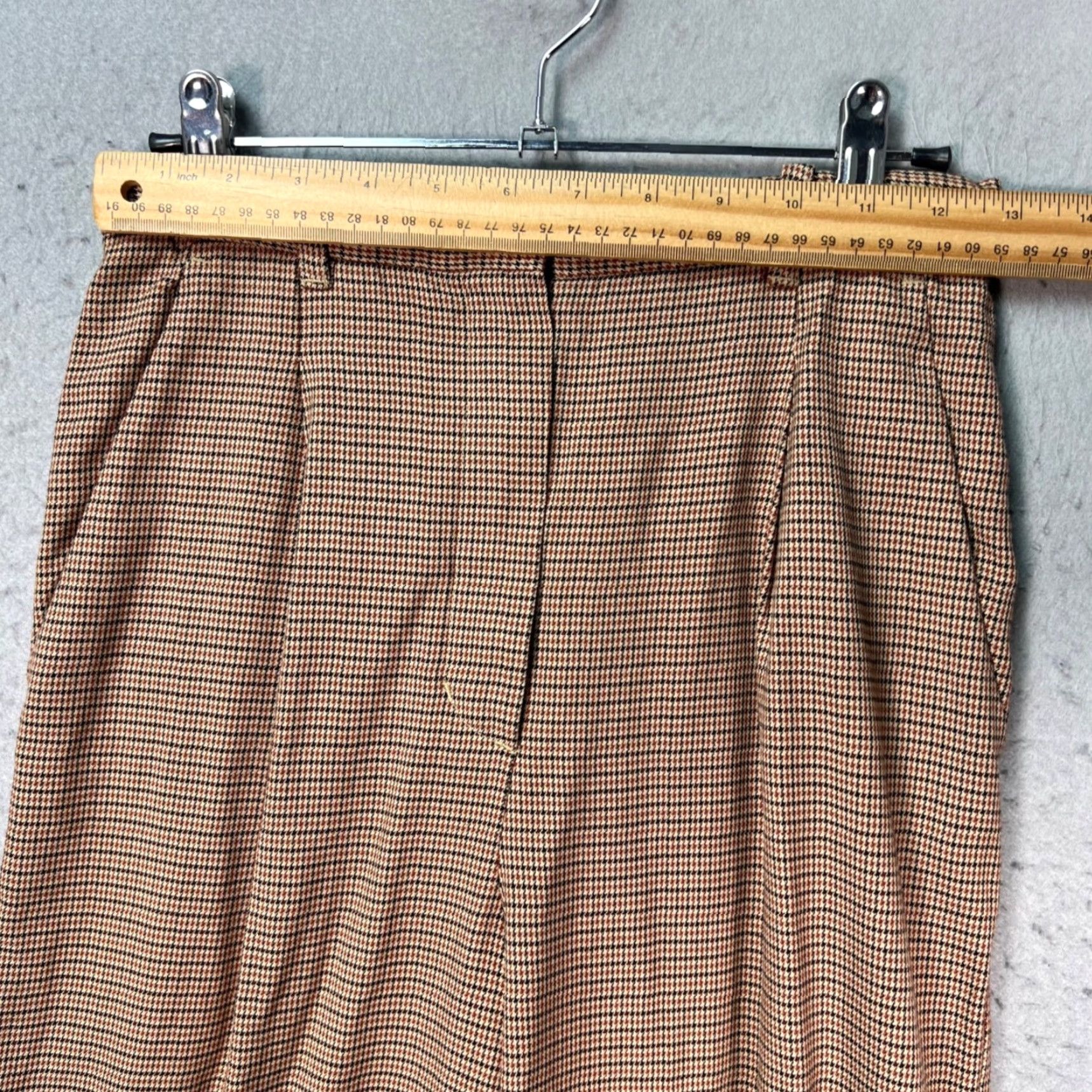 Vintage Wilfred Womens 4 Wide-Leg Plaid Trousers Brown Viscose Blend Pants Size 27" / US 4 / IT 40 - 5 Thumbnail