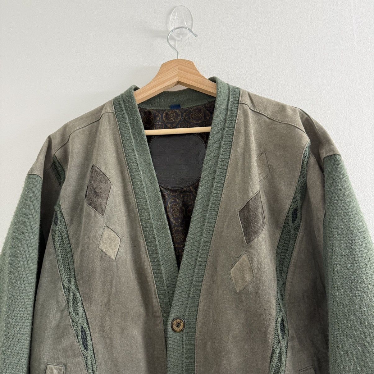 Vintage Vintage 60s Cotton Suede Cardigan Olive Green Cobain Size XL Size US XL / EU 56 / 4 - 4 Thumbnail