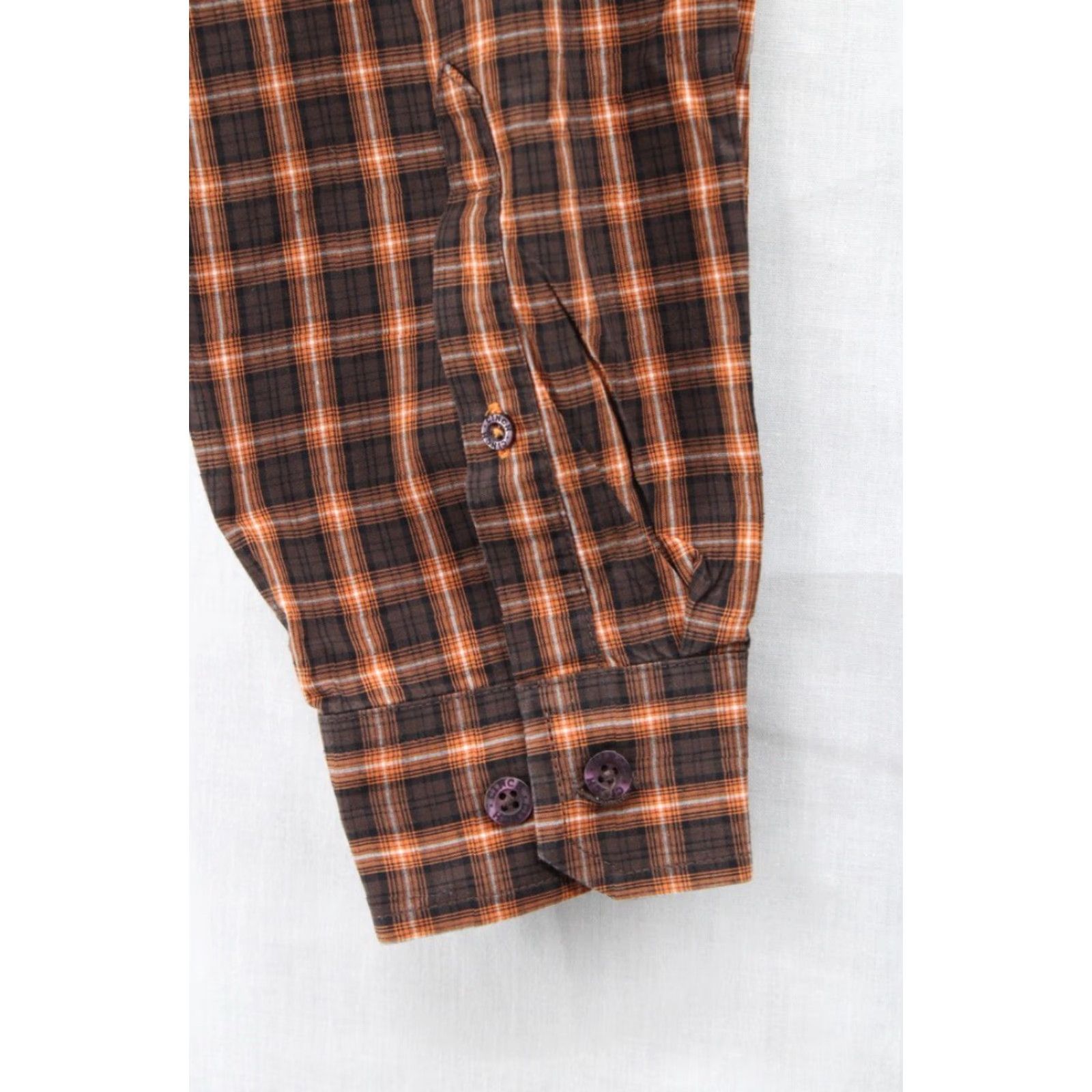Vintage Cinch Shirt Men's XL Orange Brown Checks Long Sleeve Logo Cowboy Western Rodeo Size US XL / EU 56 / 4 - 2 Thumbnail