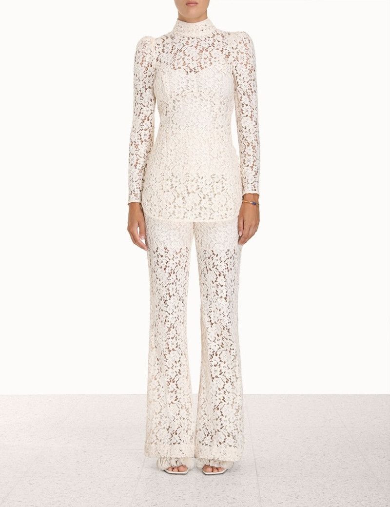 oc11z0226 Illuminate Lace Straight Pants In Ivory